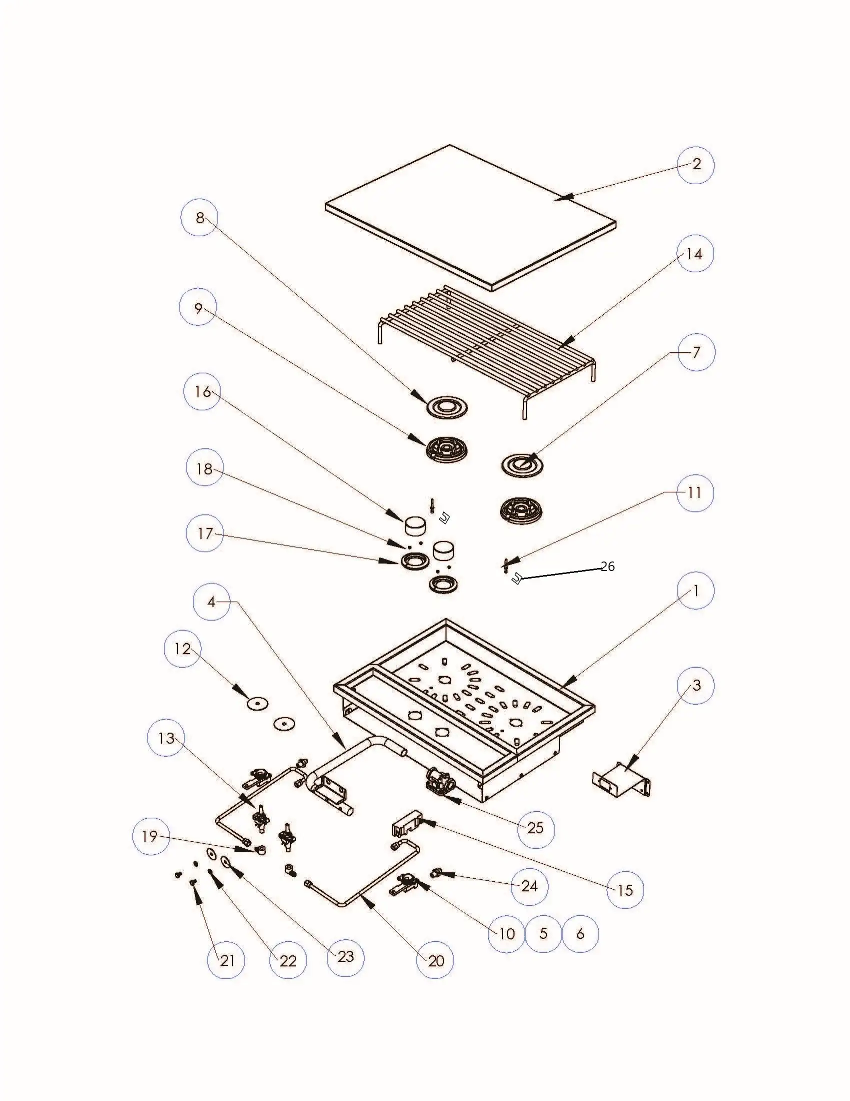 Lynx Side Burner LSB502 Parts Breakdown parts diagram