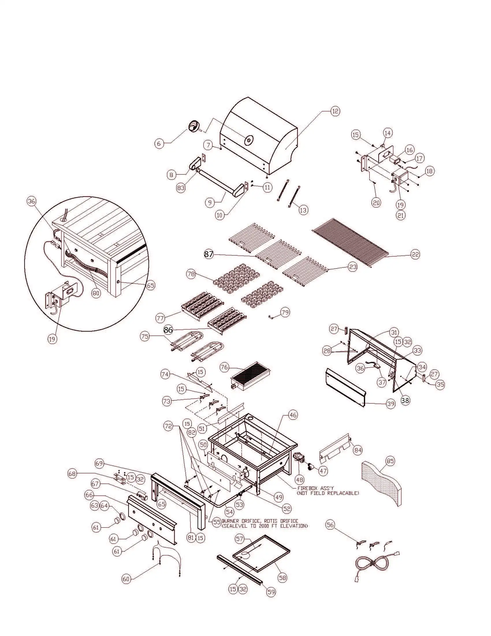 Sedona by Lynx L700PSF Grill parts diagram