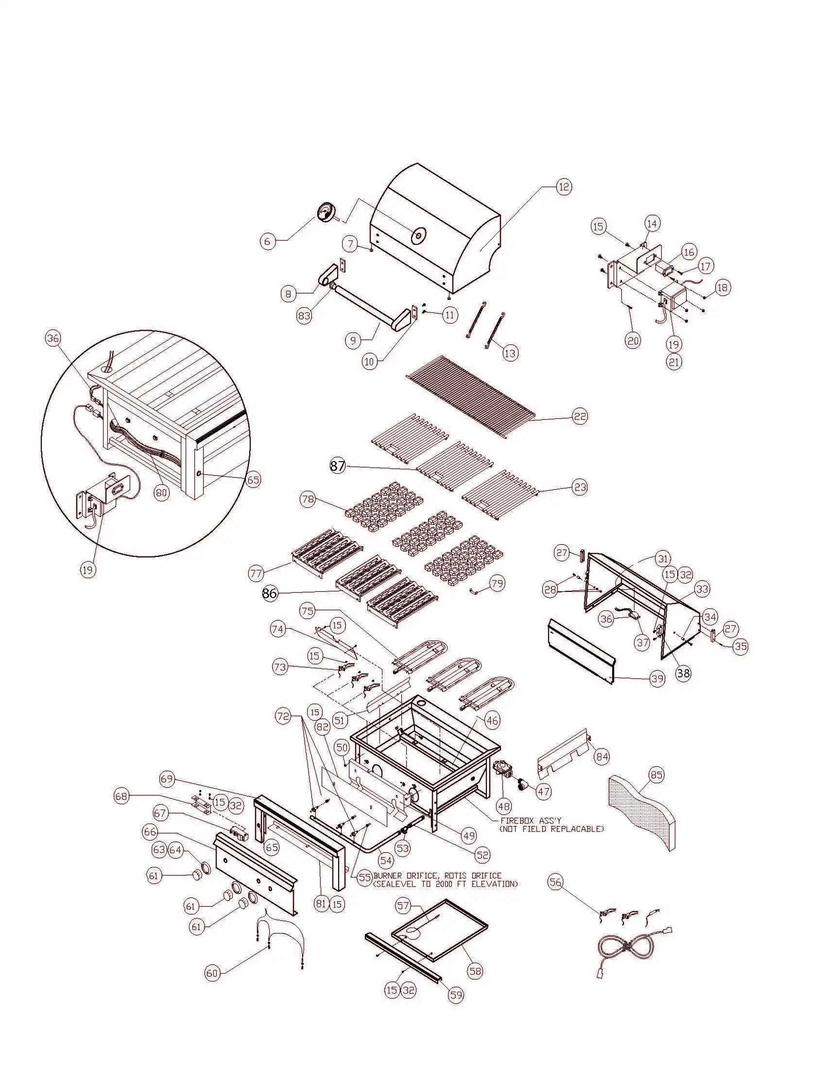 Sedona by Lynx L700F Grill parts diagram