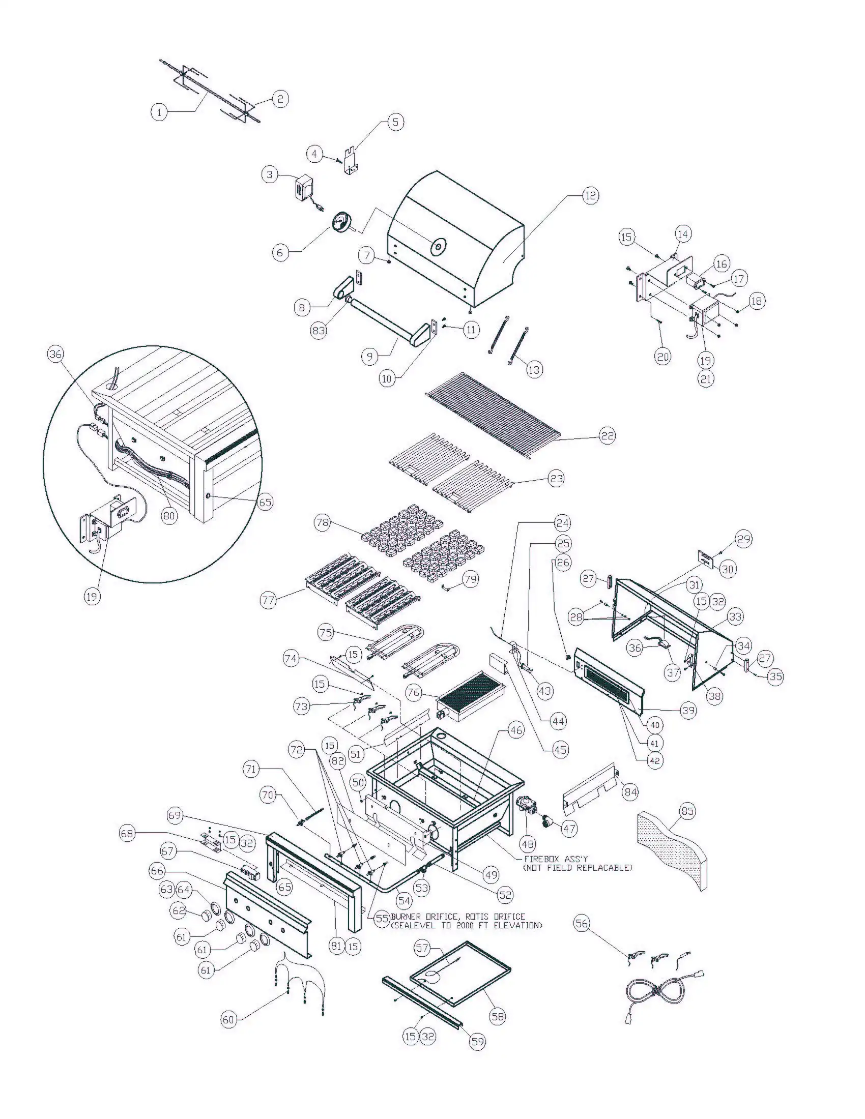 Sedona by Lynx L600PSFR Grill parts diagram