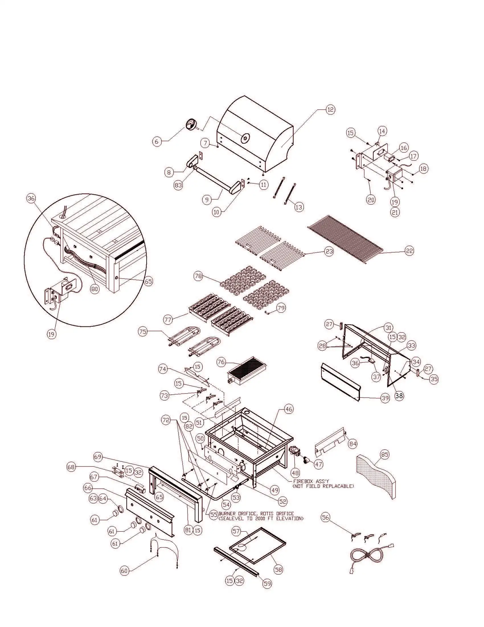 Sedona by Lynx L600PSF Grill parts diagram