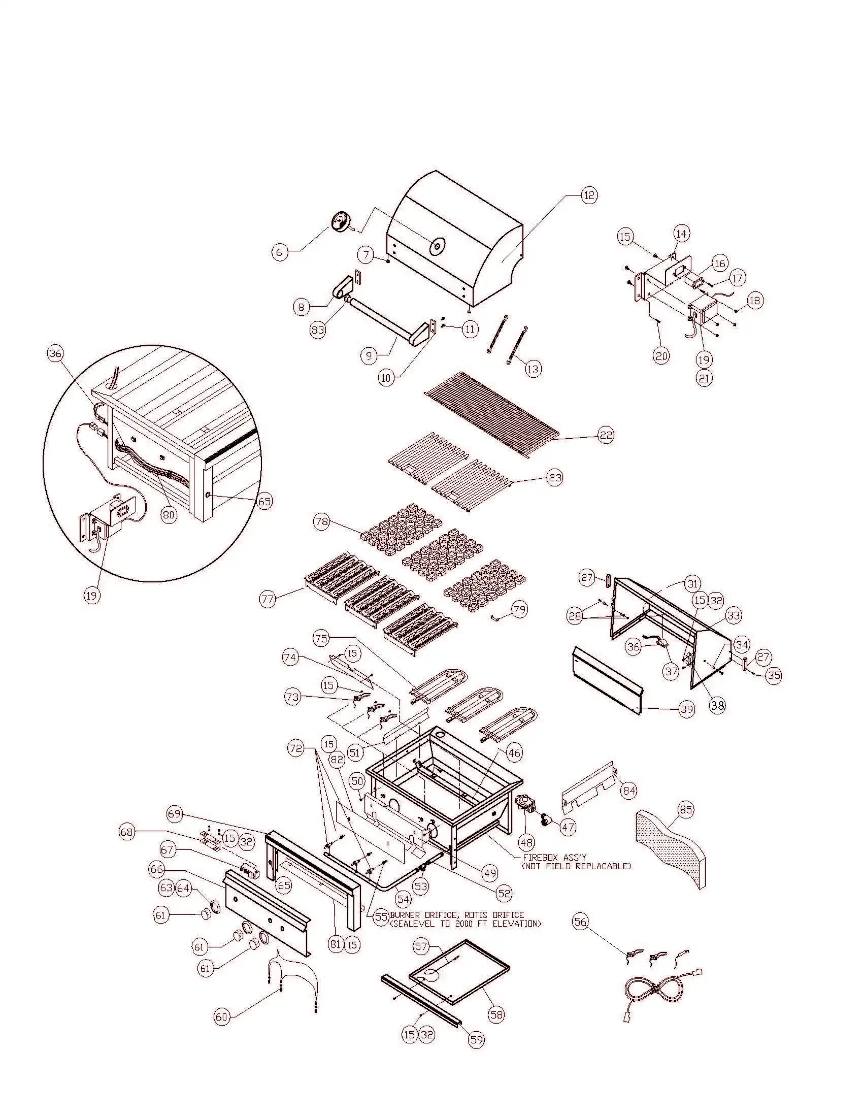 Sedona by Lynx L600F Grill parts diagram