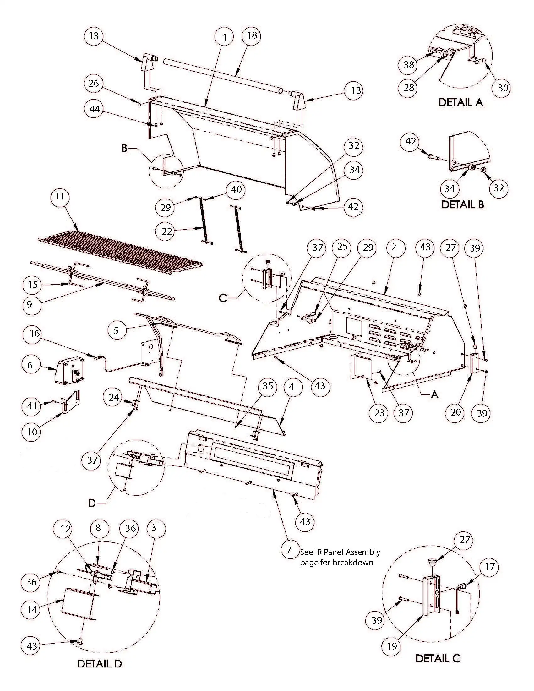 Lynx SmartGrill SMART42F Upper Grill parts diagram