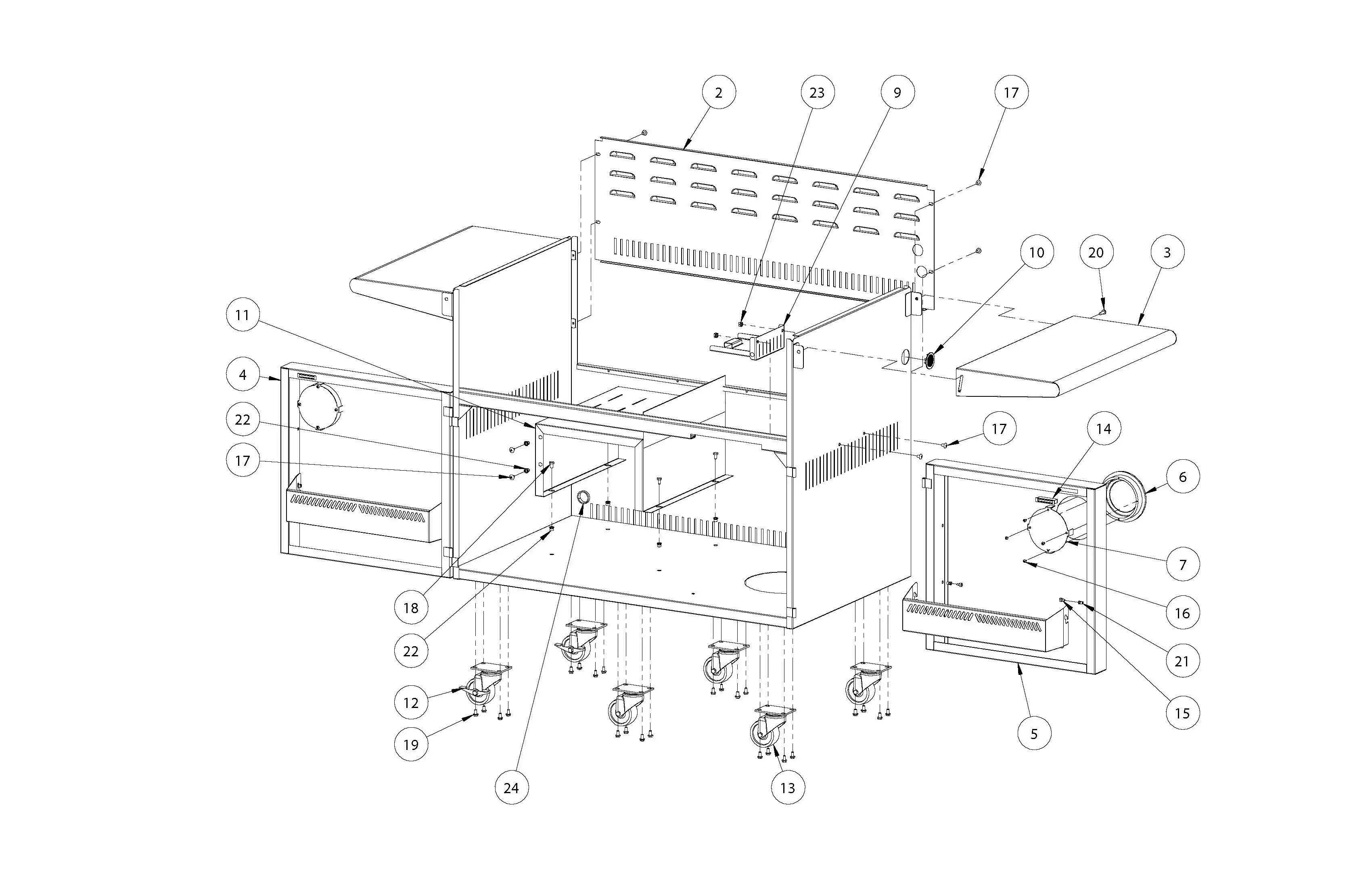 Lynx SmartGrill SMART42F Cart parts diagram