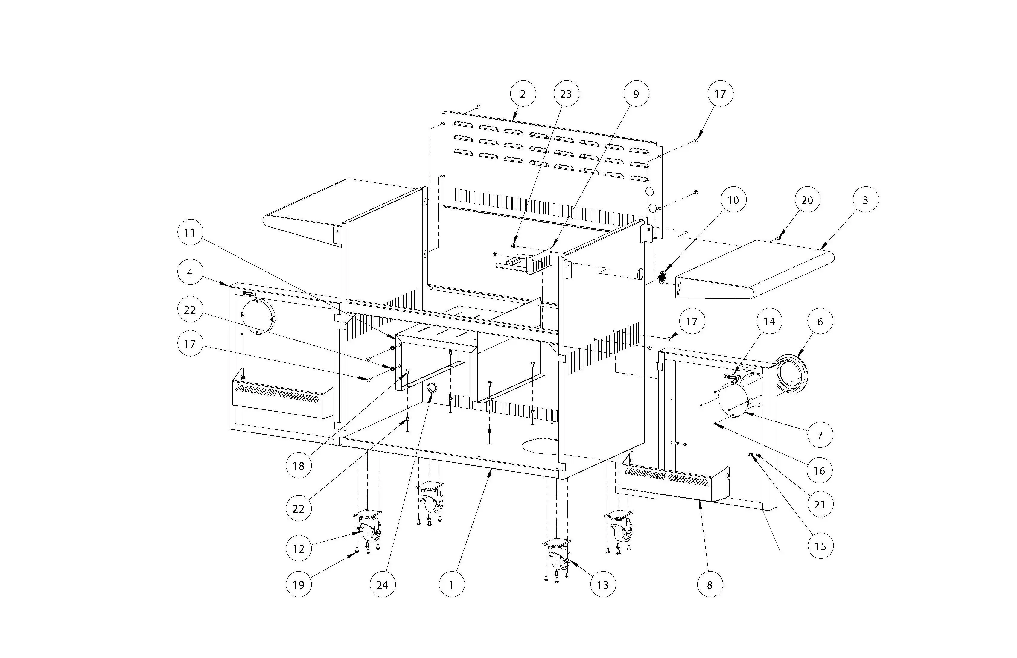 Lynx SmartGrill SMART36F Cart parts diagram