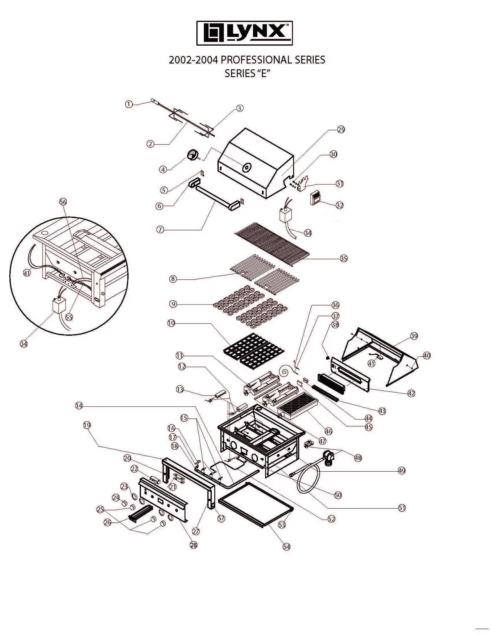 Lynx Professional L54R Series E (2002-2004) Professional E Series 2002-2004 parts diagram