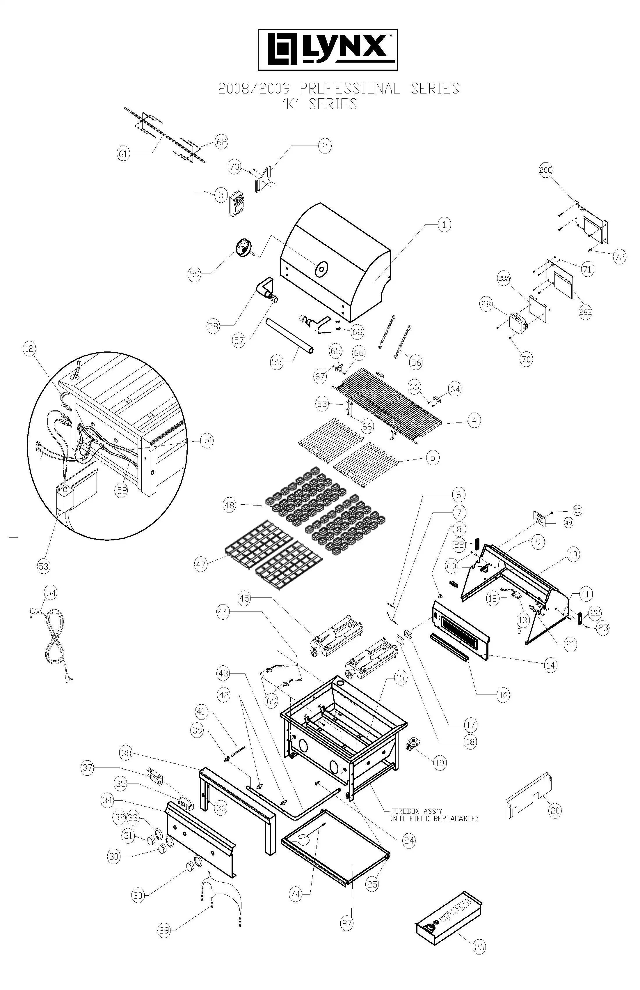 Lynx Professional L30R-1 Series K (2008-2009) Professional K Series 2008-2009 parts diagram