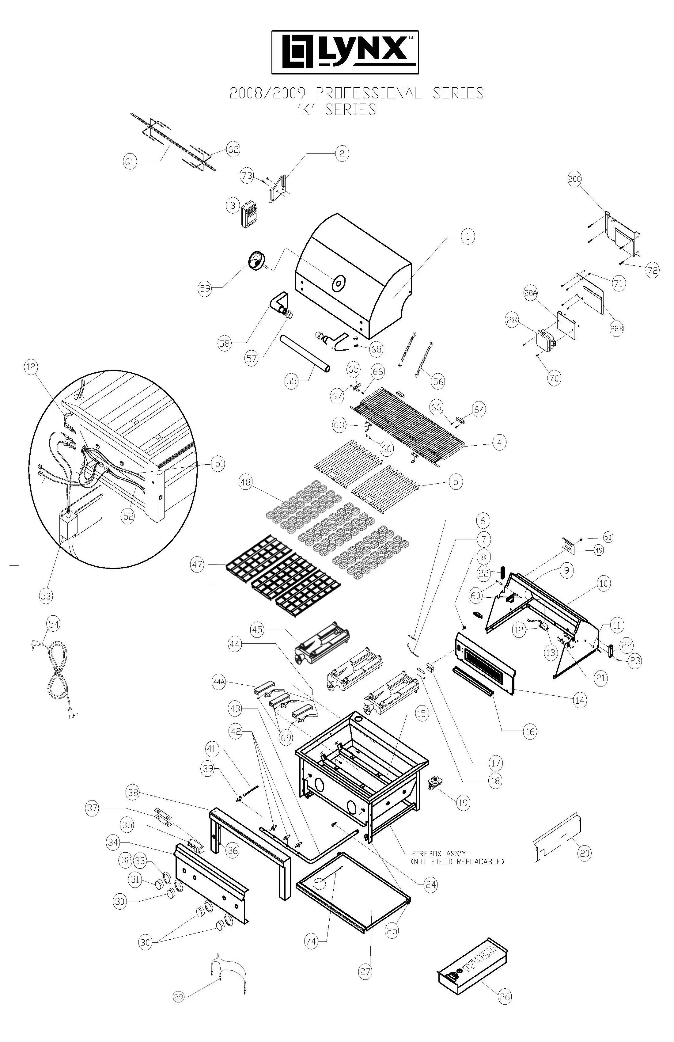 Lynx Professional L36R-1 Series K (2008-2009) Professional K Series 2008-2009 parts diagram