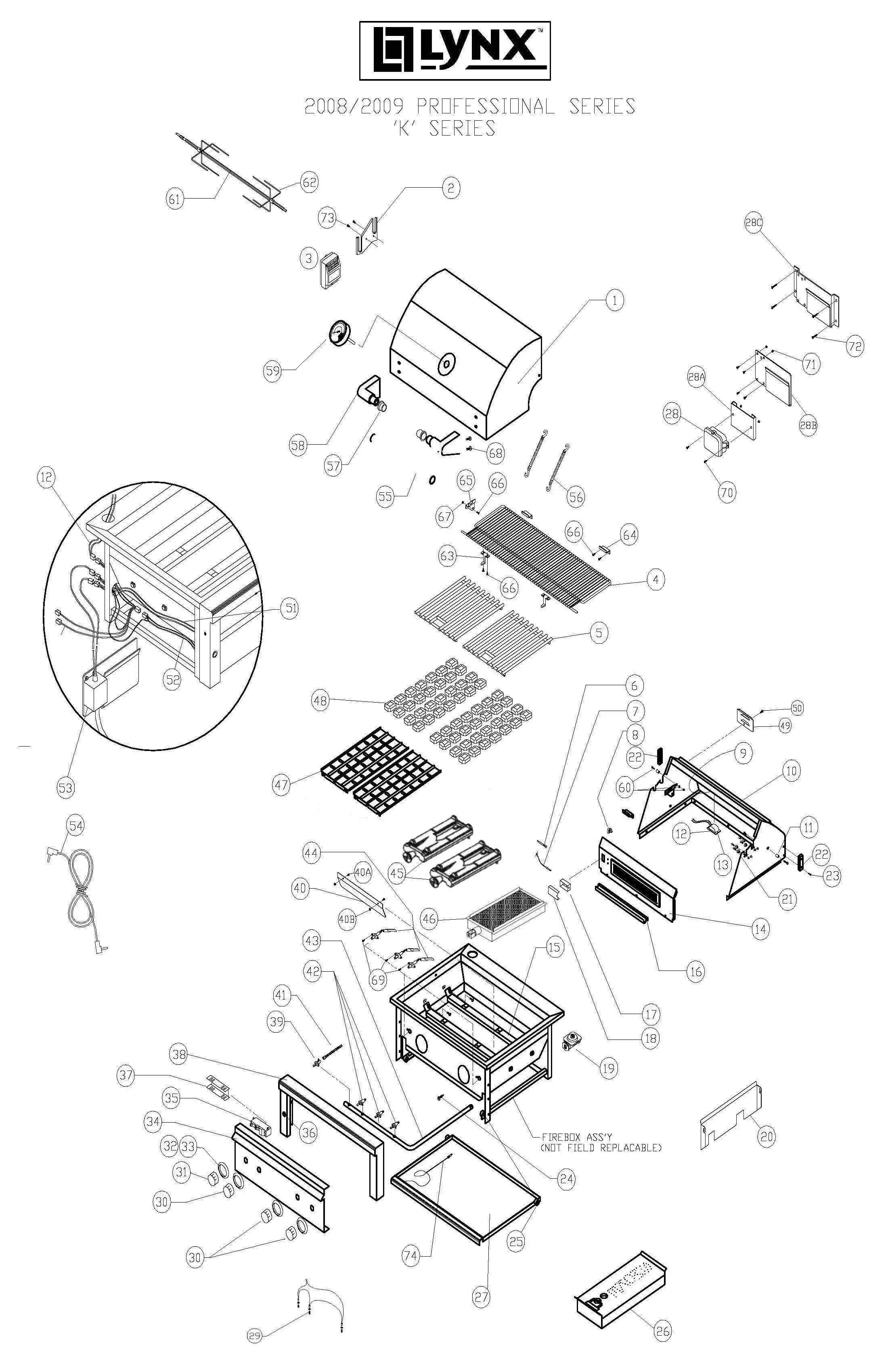 Lynx Professional L36PSR-1 Series K (2008-2009) Professional K Series 2008-2009 parts diagram