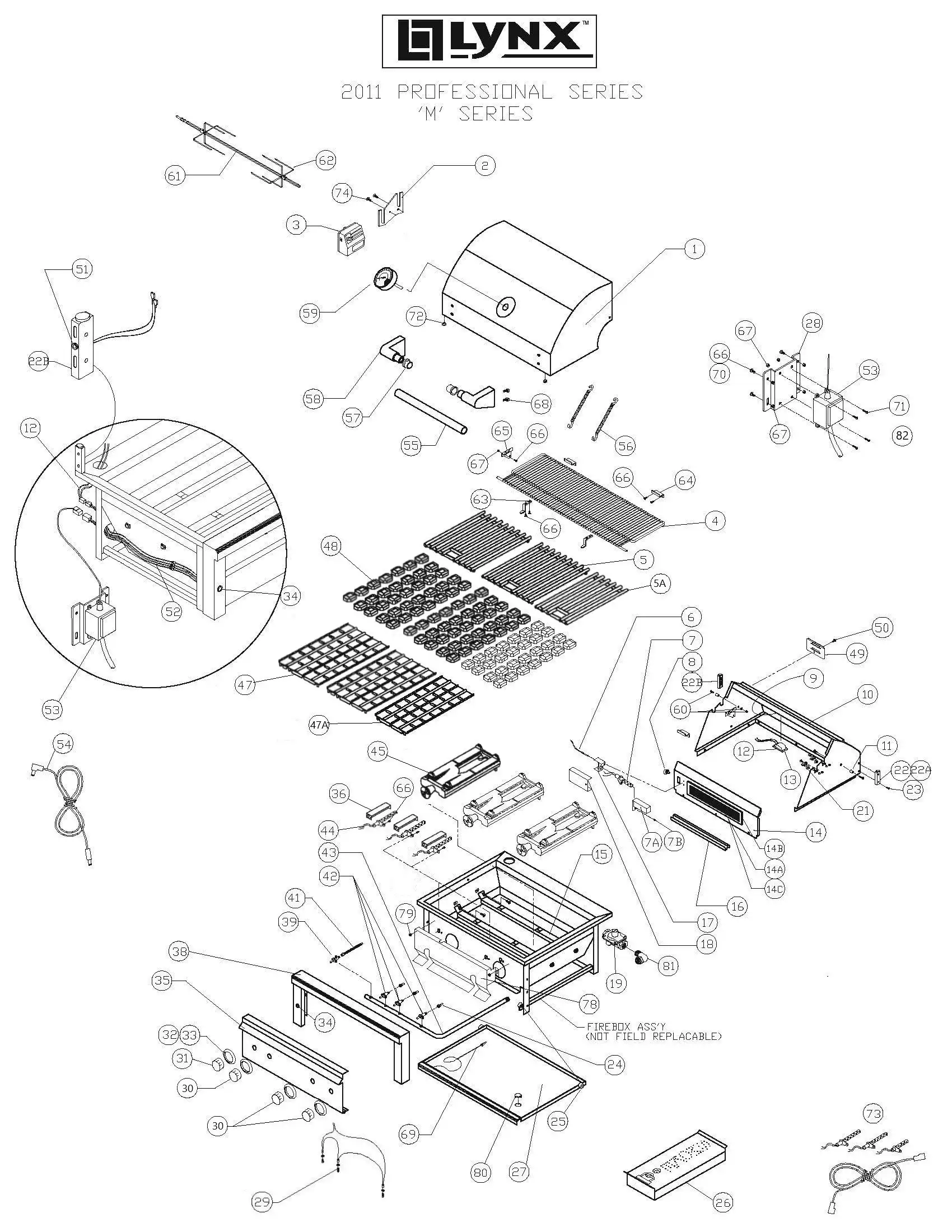 Lynx Professional L42R-1 Series M (2011) Professional M Series 2011 parts diagram