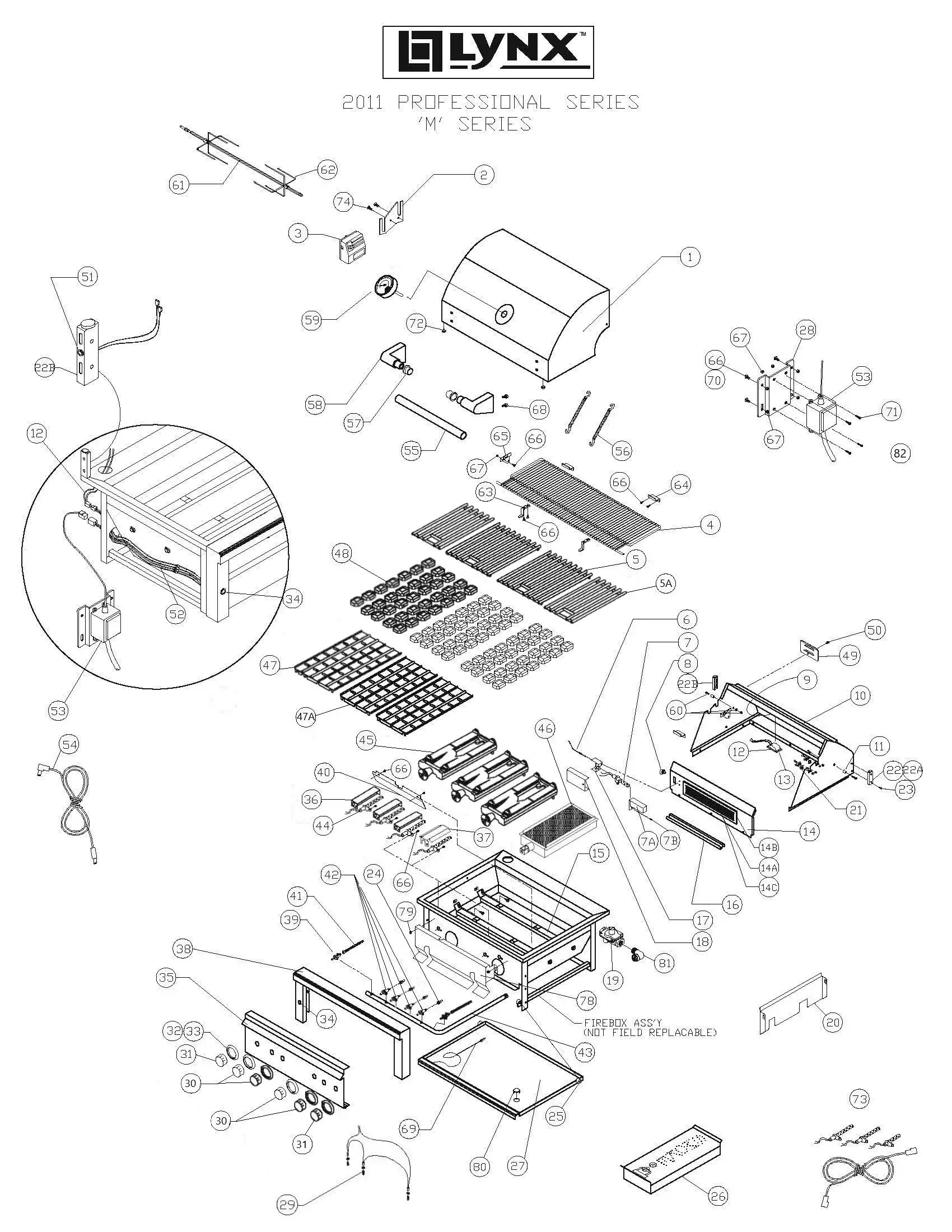 Lynx Professional L54PSR-1 Series M (2011) Professional M Series 2011 parts diagram