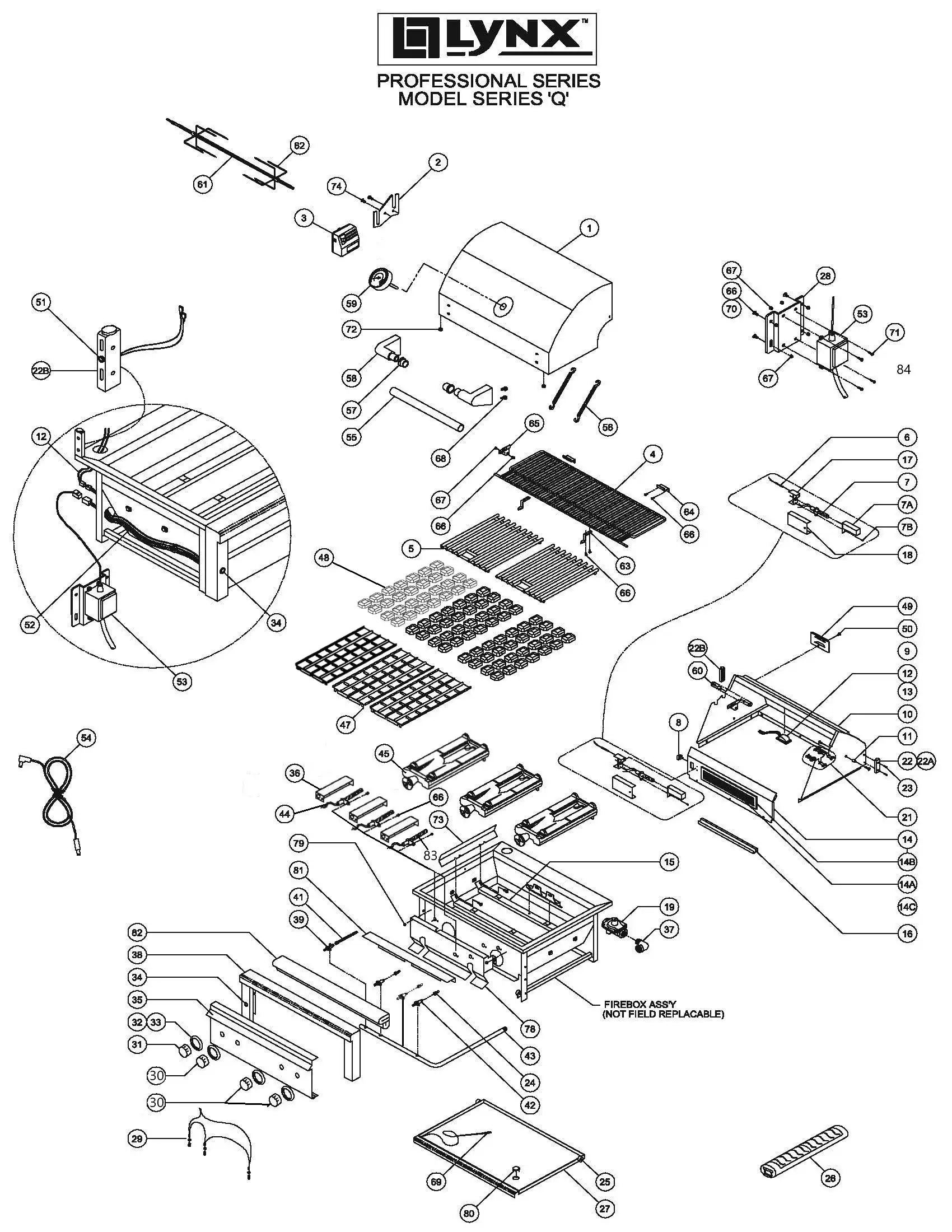 Lynx Professional L36R-1 Series Q (2014) Professional Q Series 2014 parts diagram