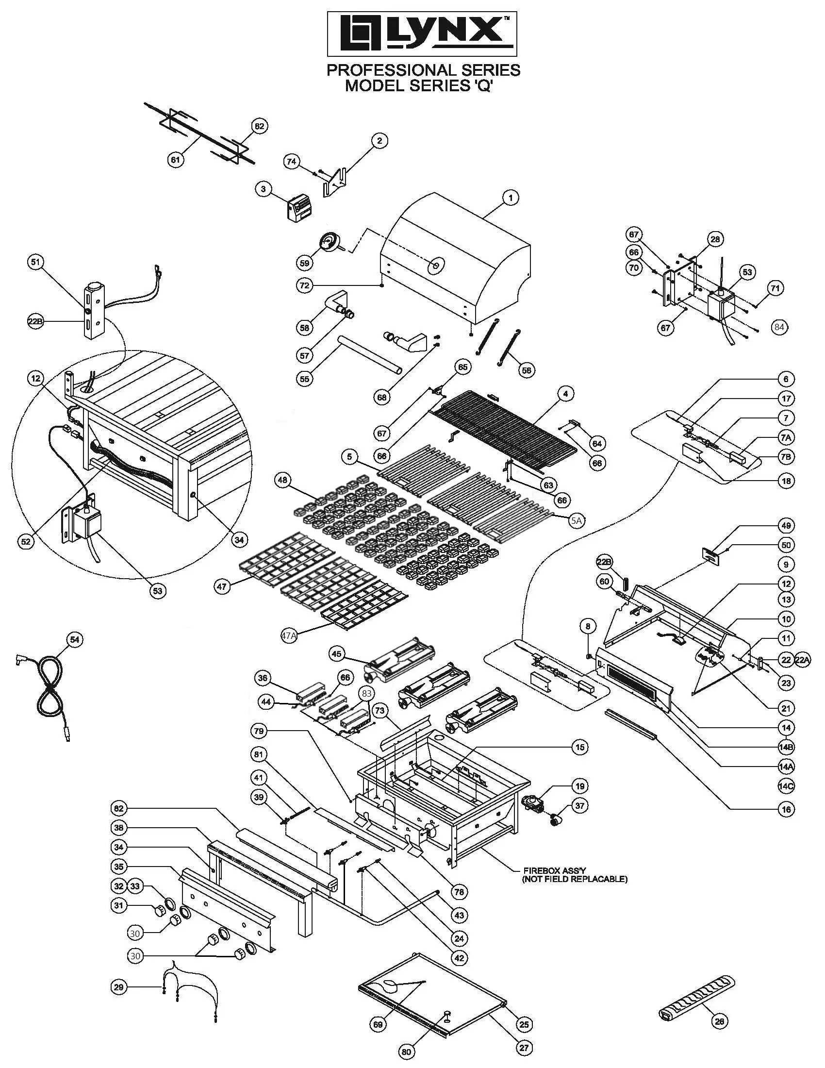 Lynx Professional L42R-1 Series Q (2014) Professional Q Series 2014 parts diagram