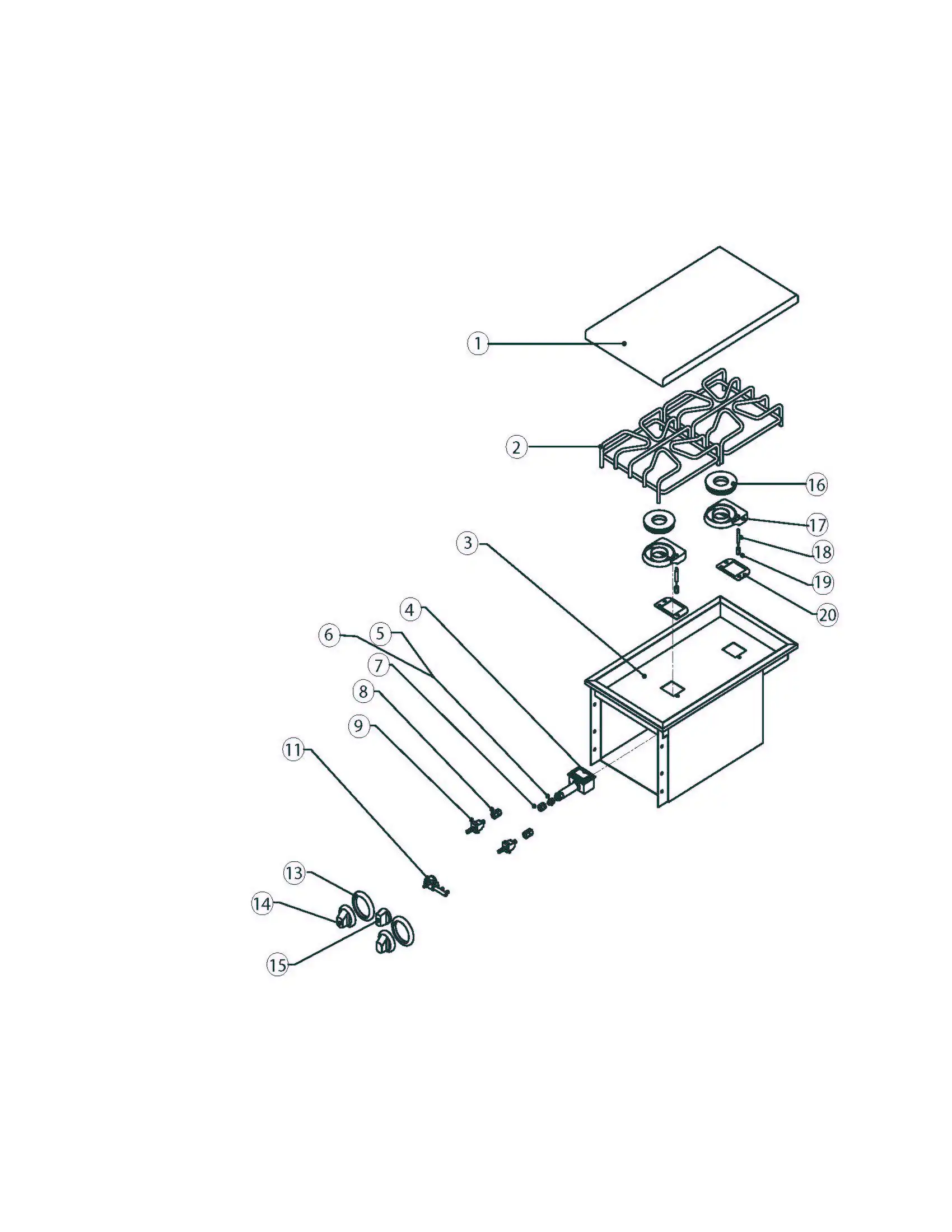 Lynx Premier LBQ48R2B (2001 and older) And Older Side Burner parts diagram