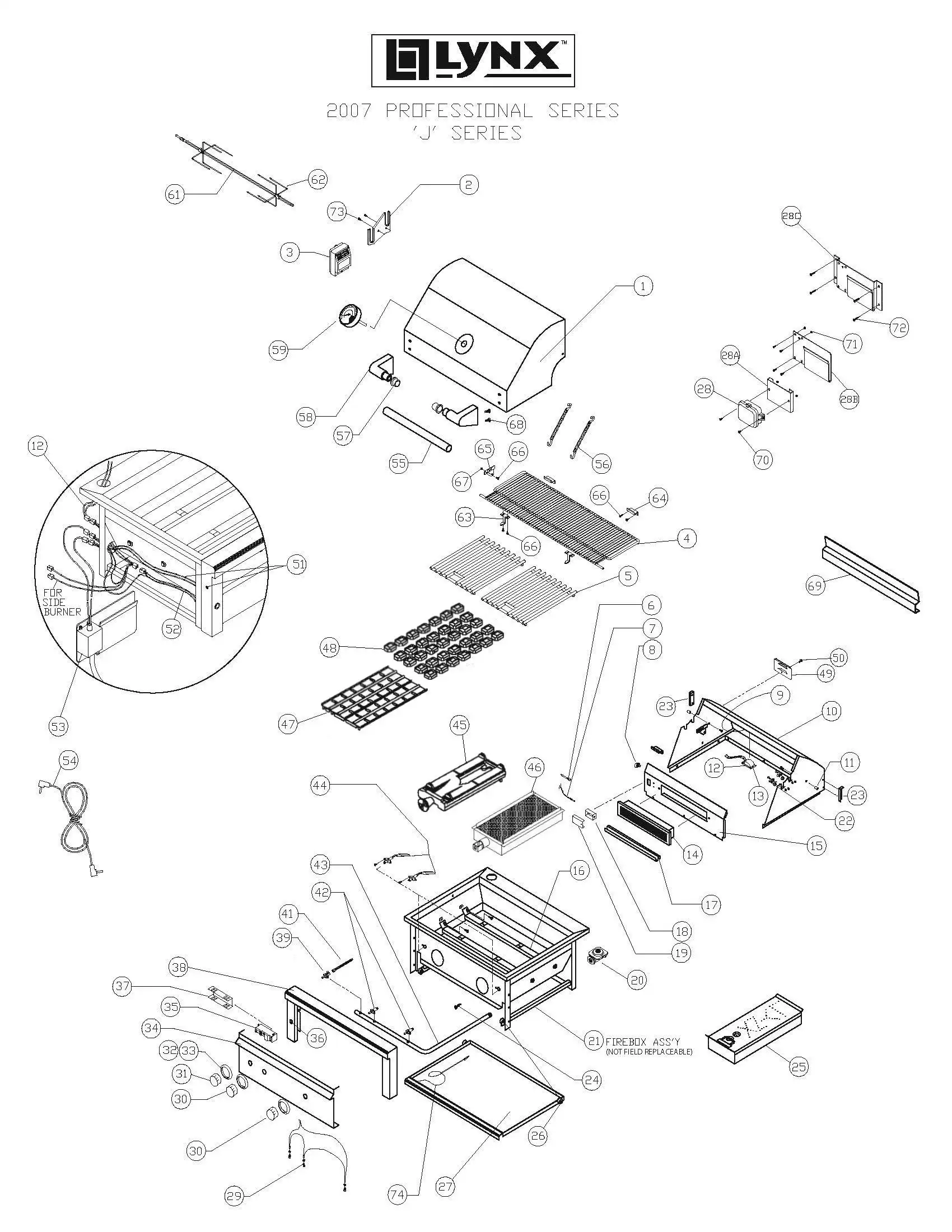 Lynx Professional L30PSR-1 Series J (2007) Professional J Series 2007 parts diagram