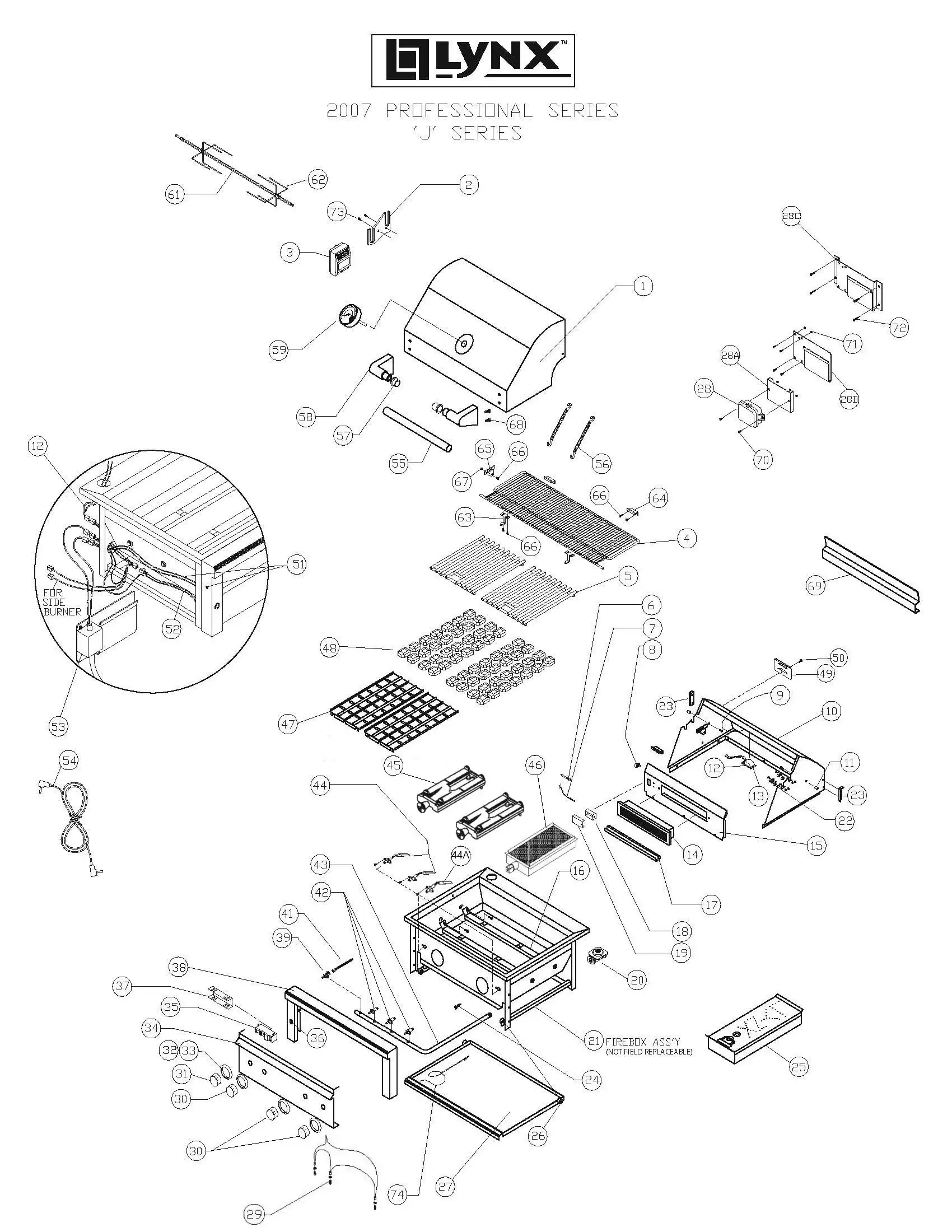 Lynx Professional L36PSR-1 Series J (2007) Professional J Series 2007 parts diagram