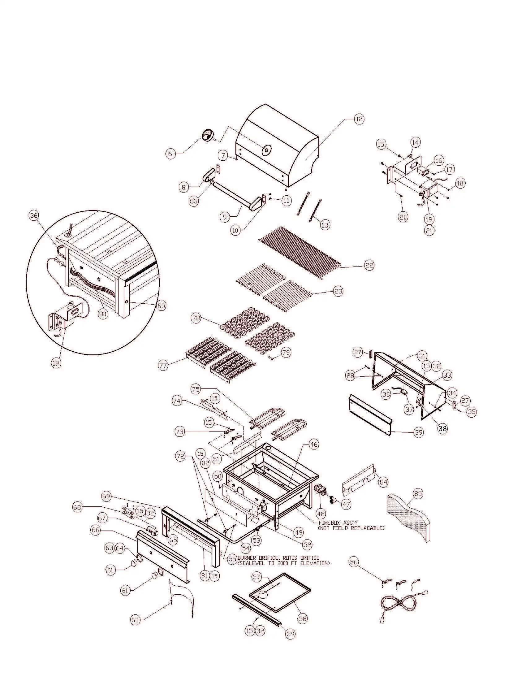 Sedona by Lynx L400 Grill parts diagram
