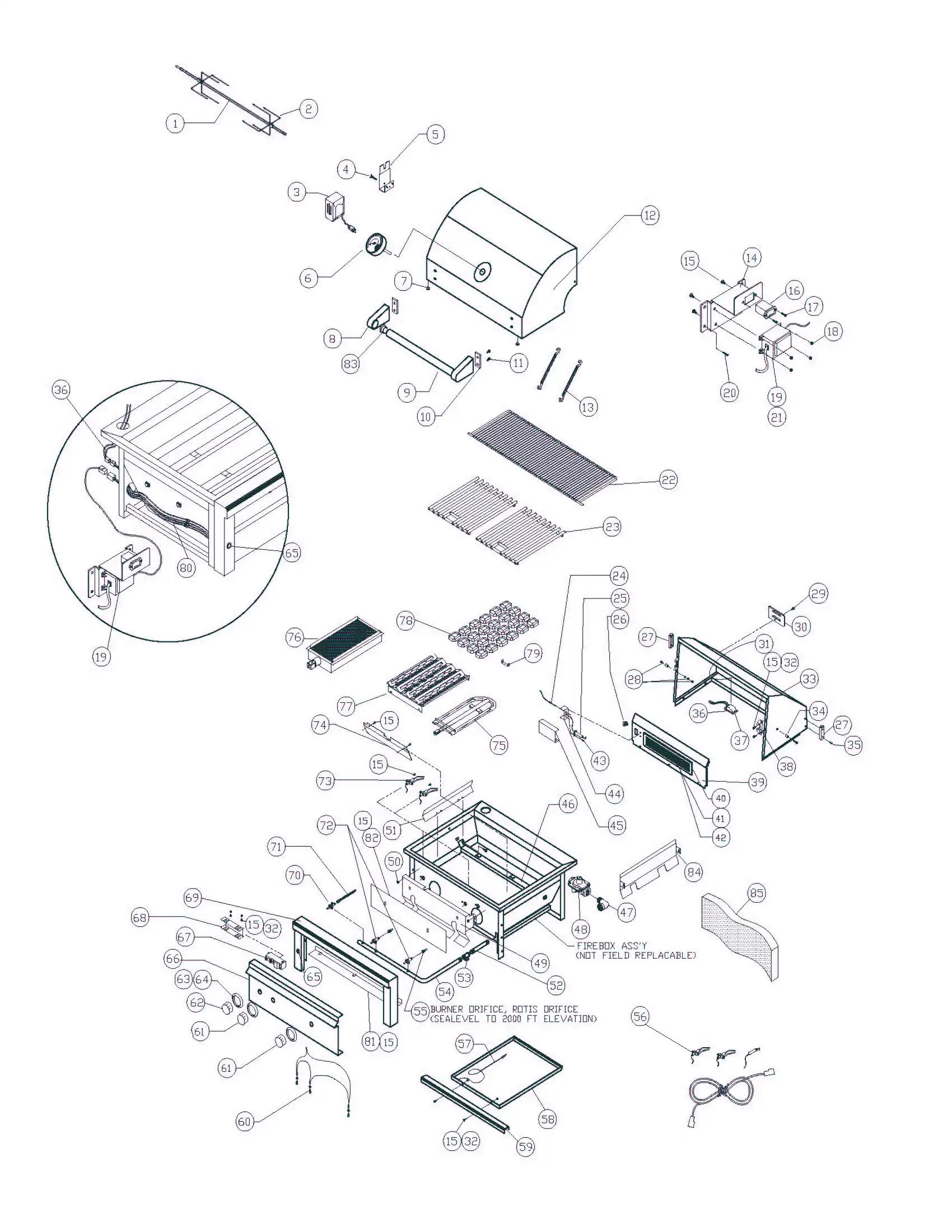 Sedona by Lynx L400PSFR Grill parts diagram