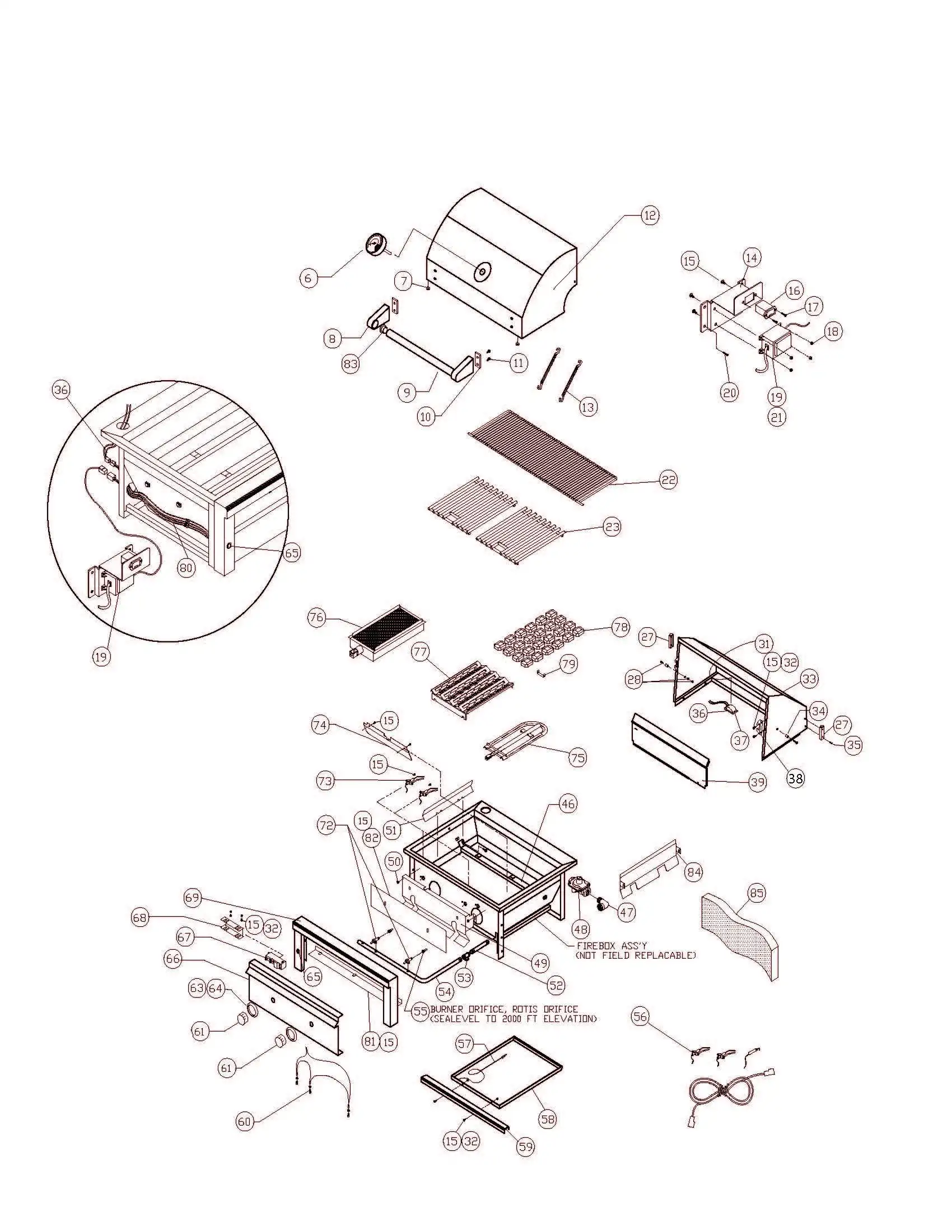 Sedona by Lynx L400PSF Grill parts diagram