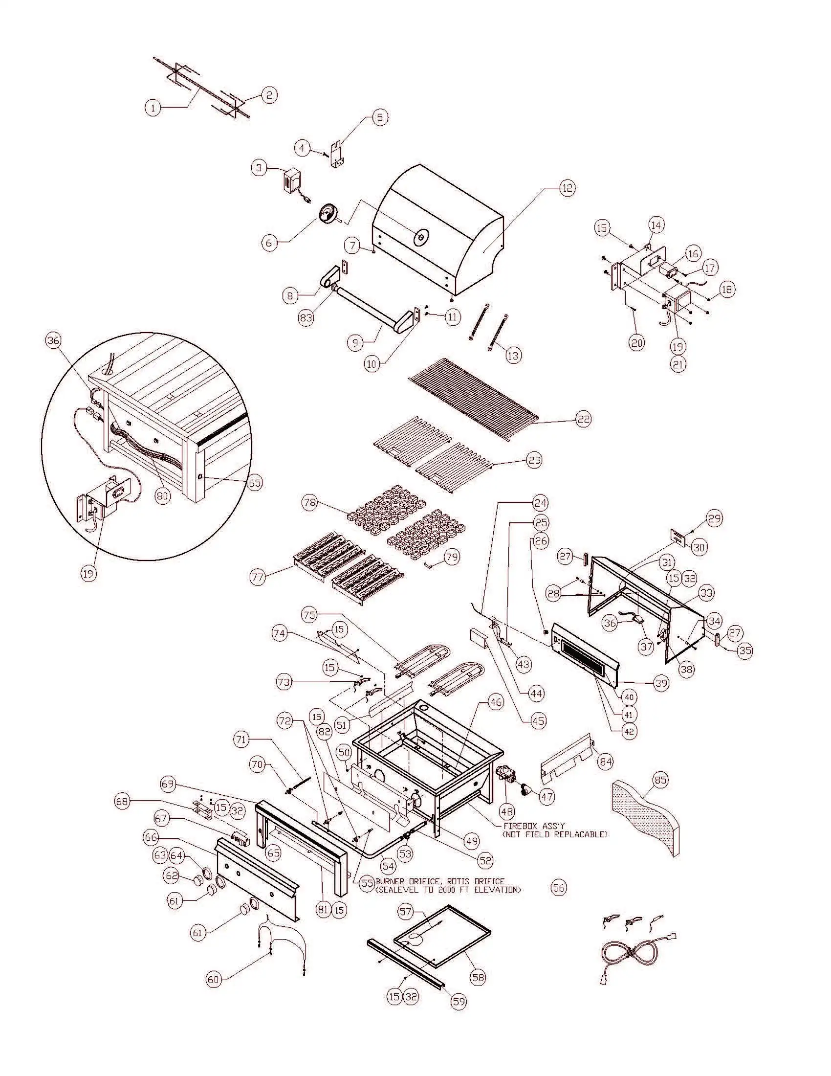 Sedona by Lynx L400FR Grill parts diagram