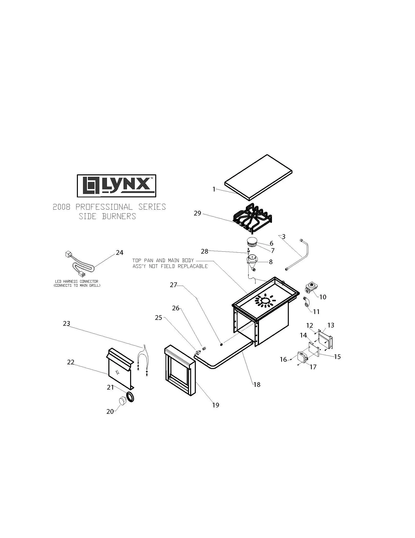 Lynx Side Burner LSB1-1 (2008) Breakdown parts diagram