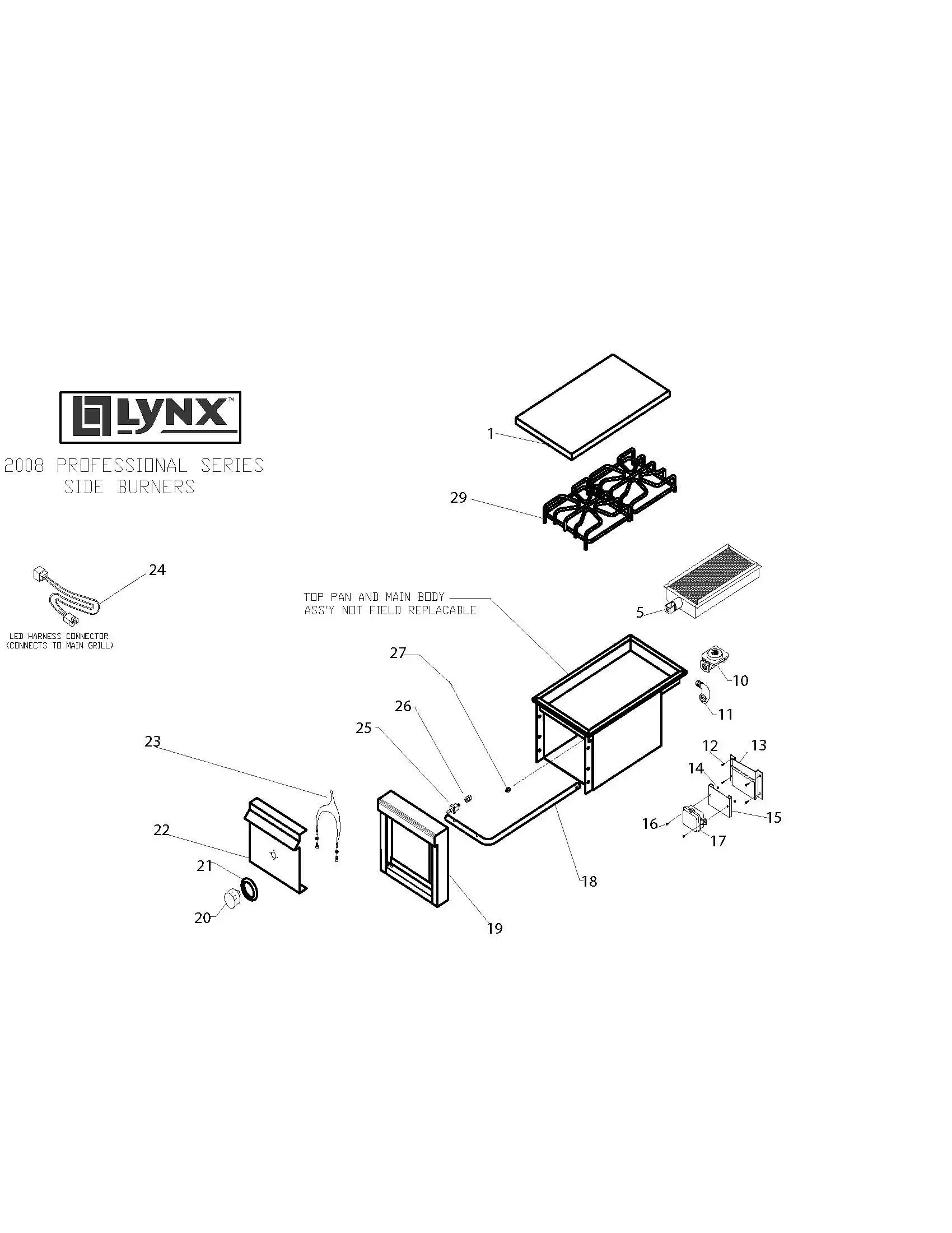 Lynx Side Burner LPSGE-1 Breakdown parts diagram