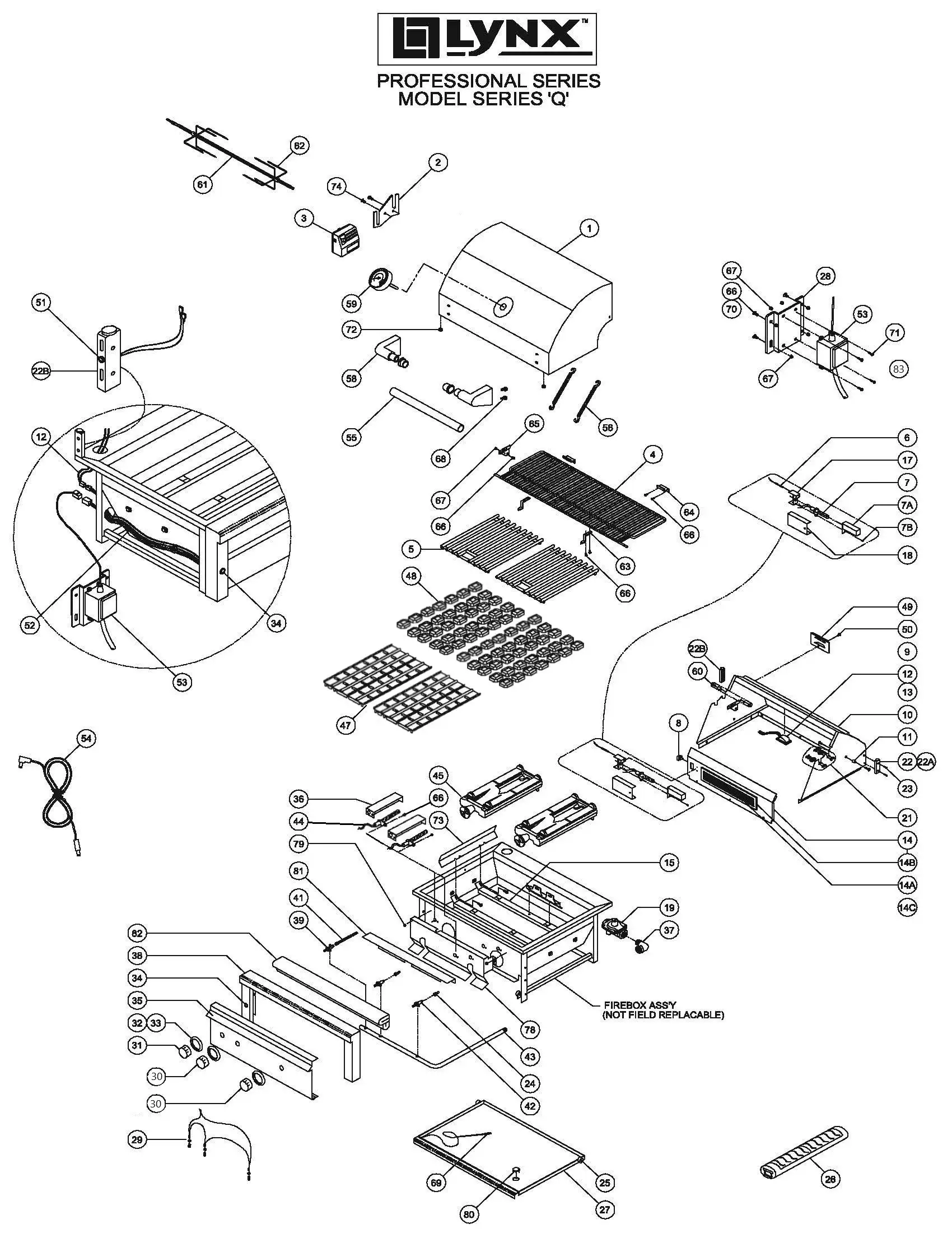 Lynx Professional L30R-1 Grill parts diagram