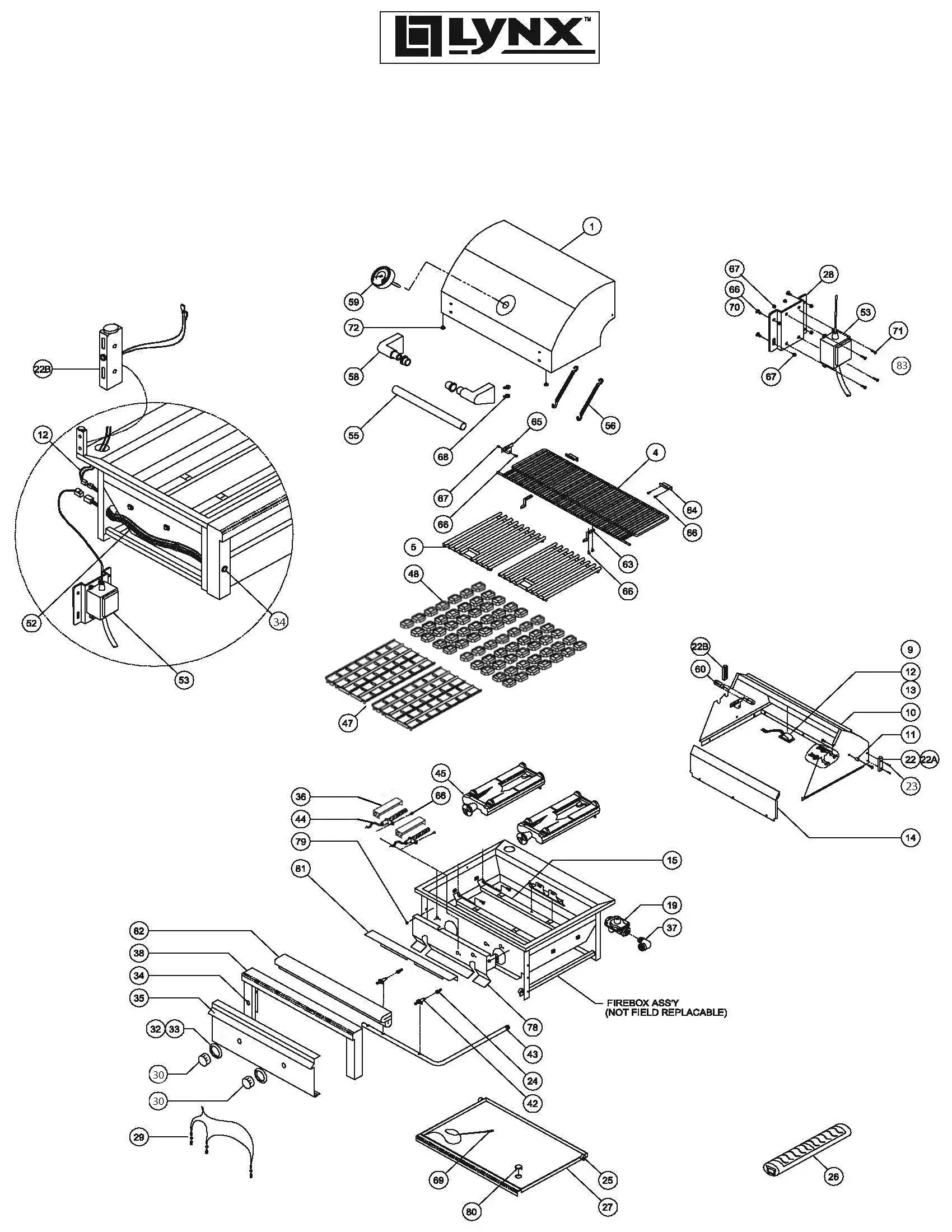 Lynx Professional L30-1 Grill parts diagram