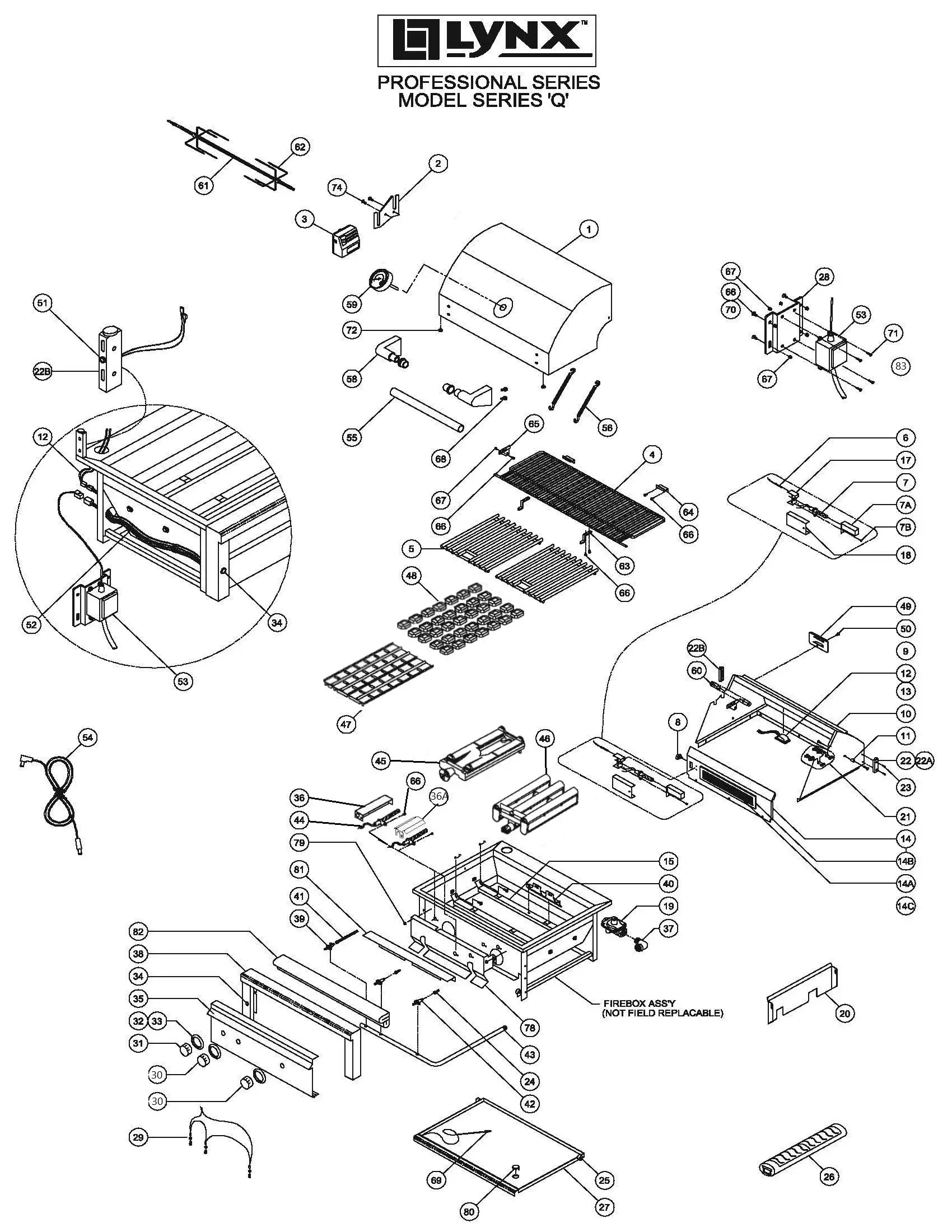 Lynx Professional L30PSFR-1 Grill parts diagram