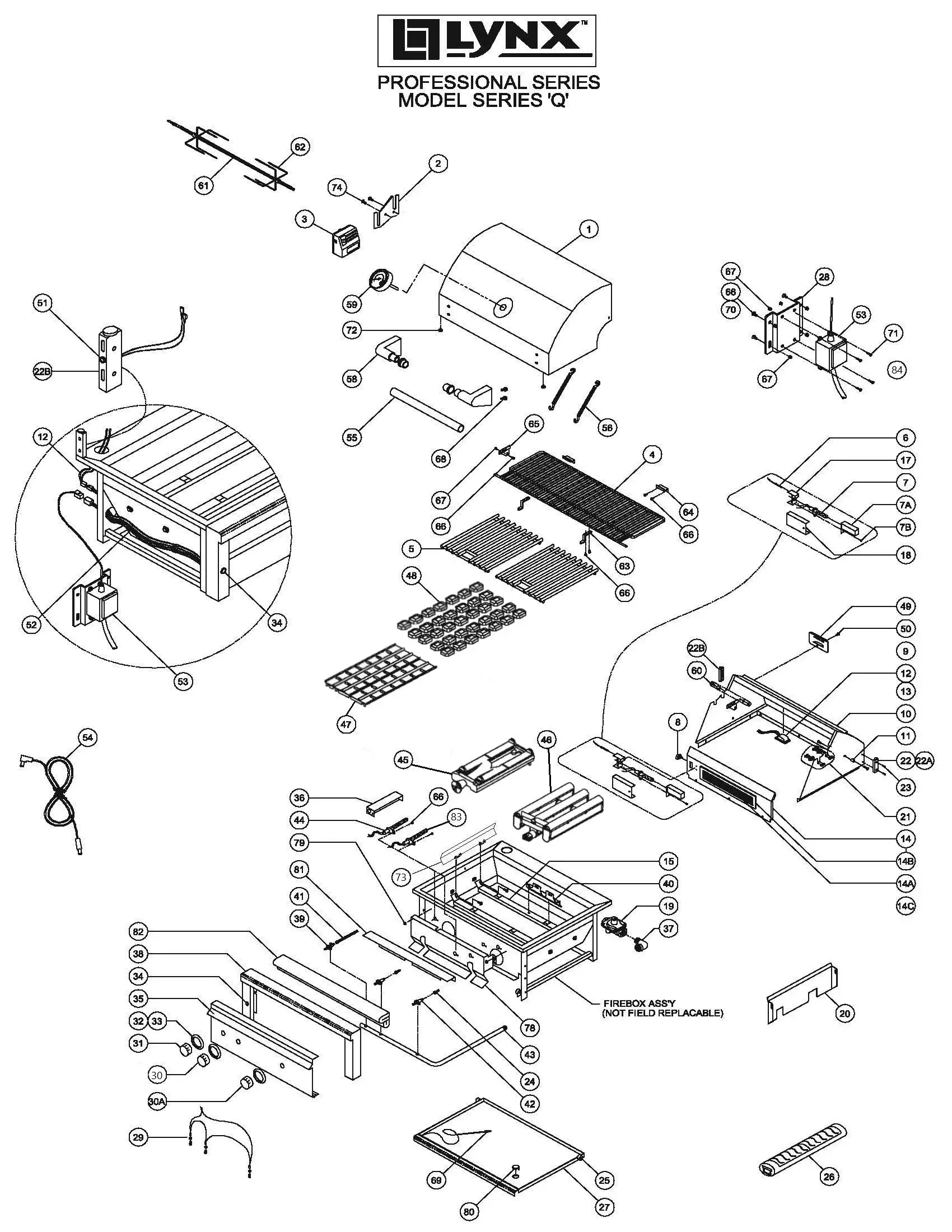 Lynx Professional L30PSR-2 Series Q (2014) L30PSR-1  Grill parts diagram