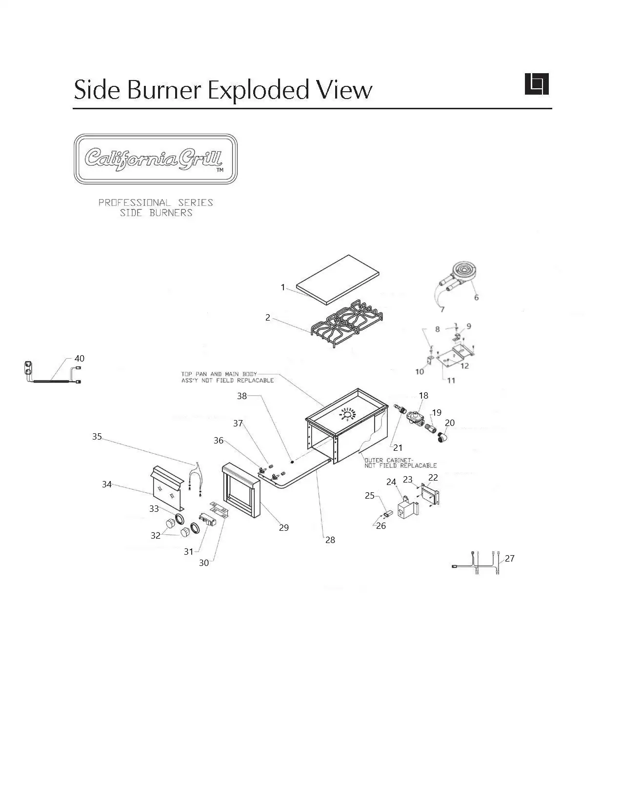California Grills by Lynx CPB Unit parts diagram