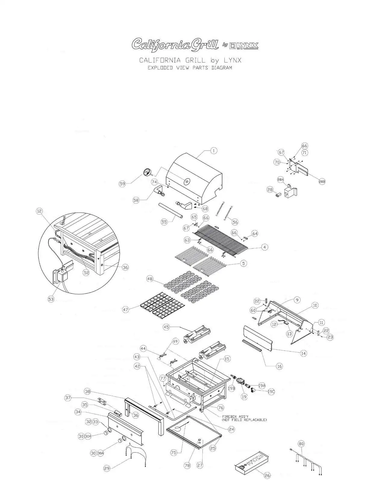 California Grills by Lynx C27 Grill parts diagram