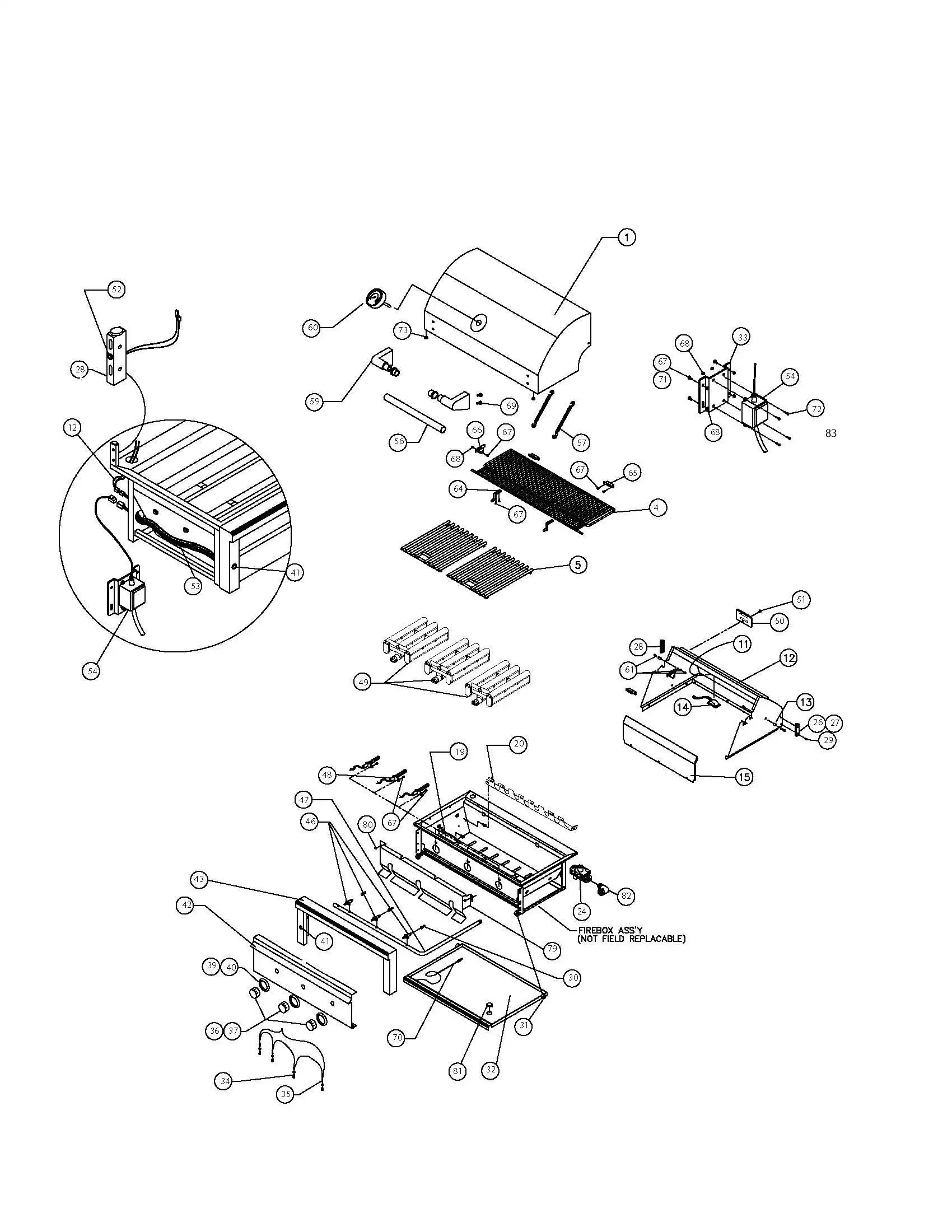 Lynx Professional L36AS Grill parts diagram