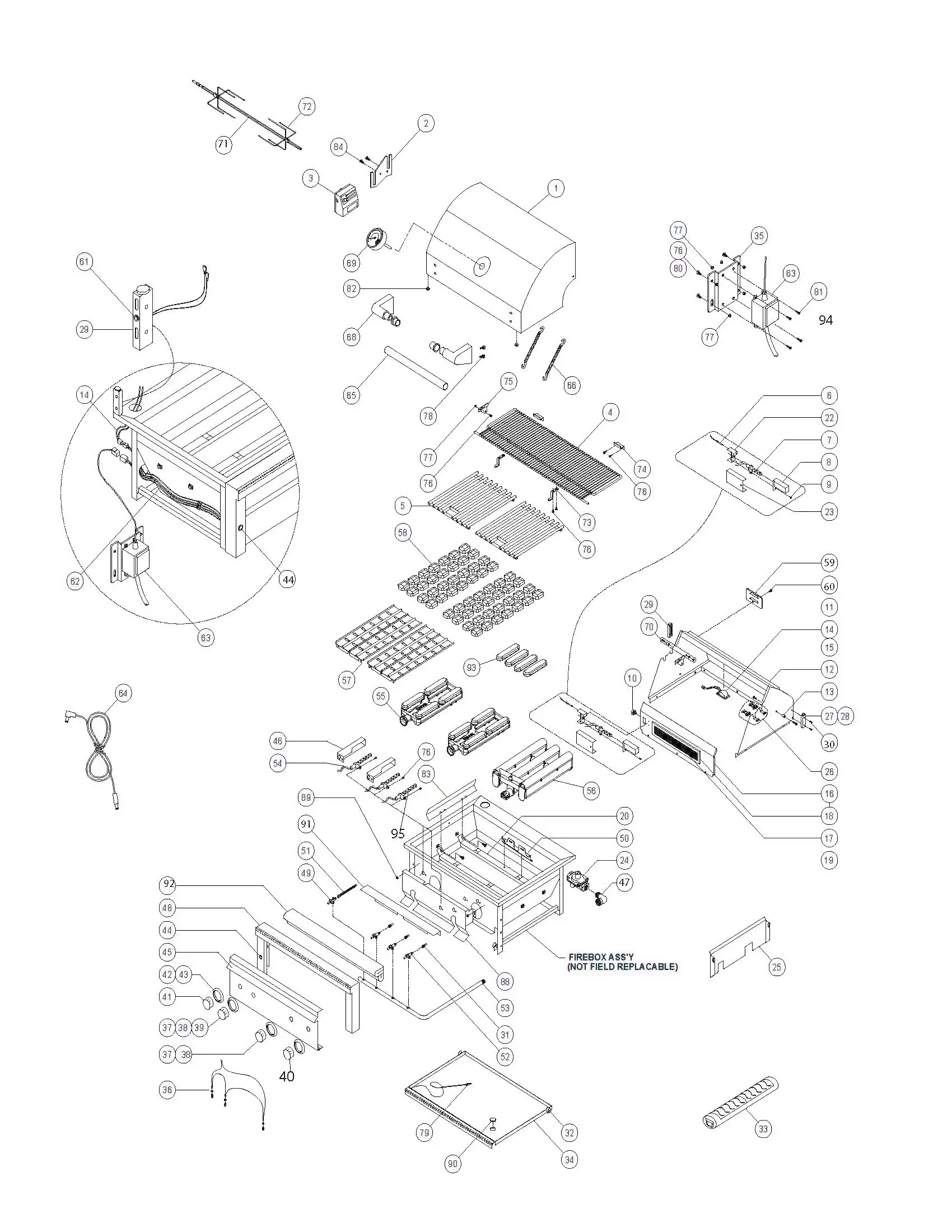 Lynx Professional L36TRF Grill parts diagram