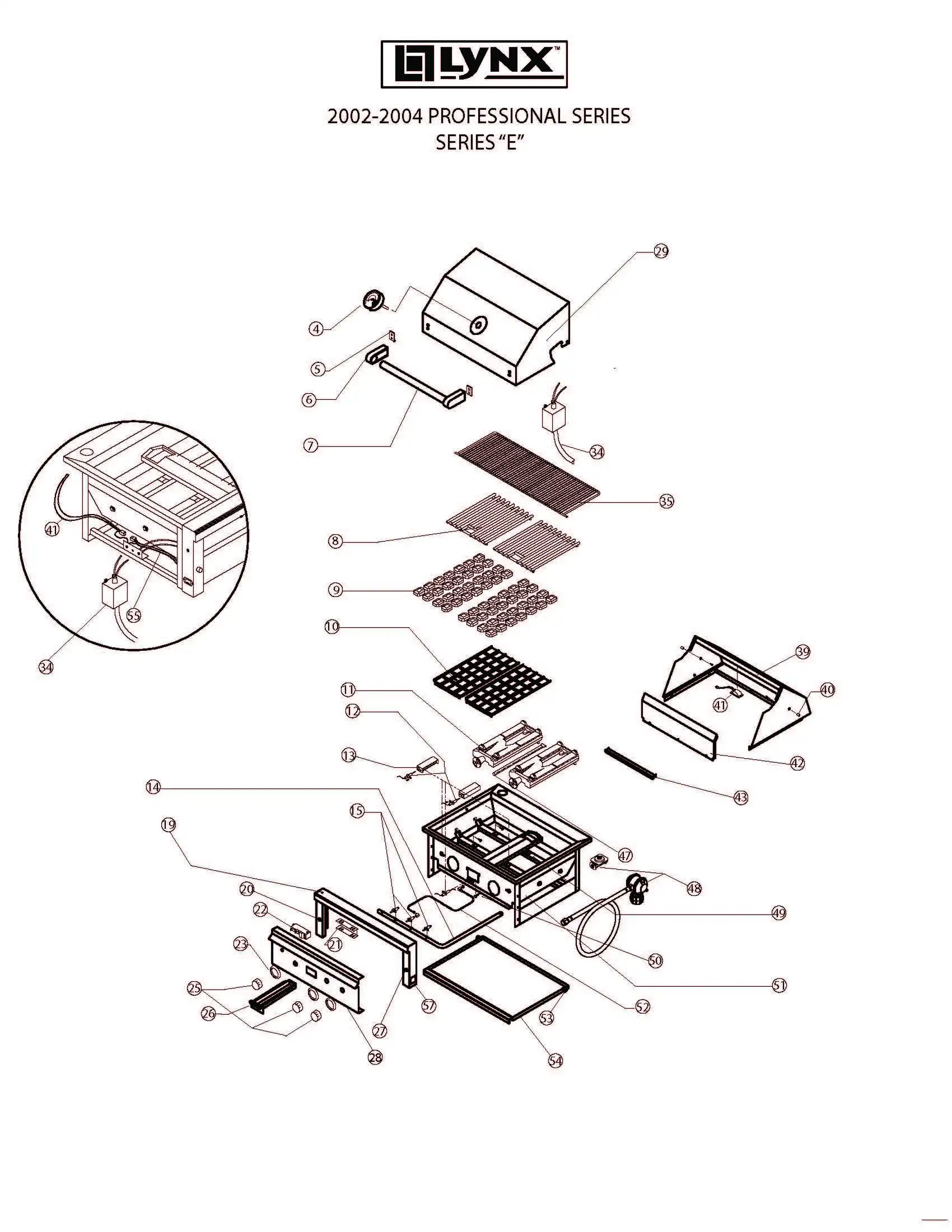 Lynx Professional L30F Series E (2002-2004) Grill parts diagram