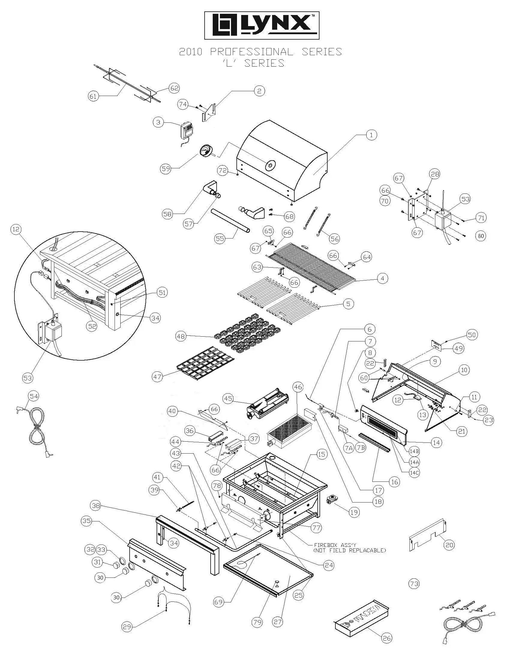 Lynx Professional L30PSFR-1 Series L (2010) Grill parts diagram