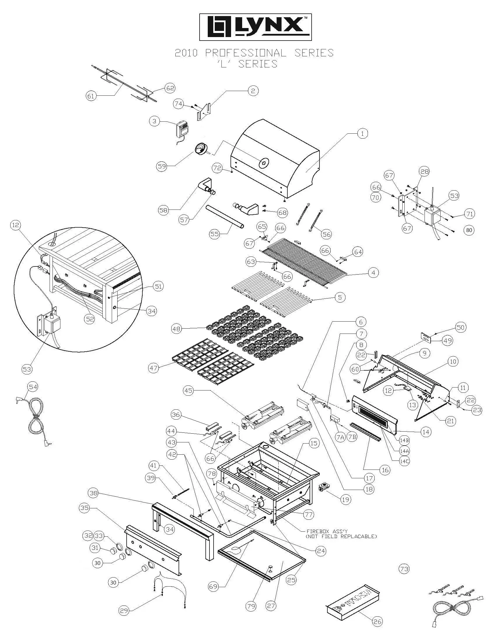 Lynx Professional L30FR-1 Series L (2010) Grill parts diagram