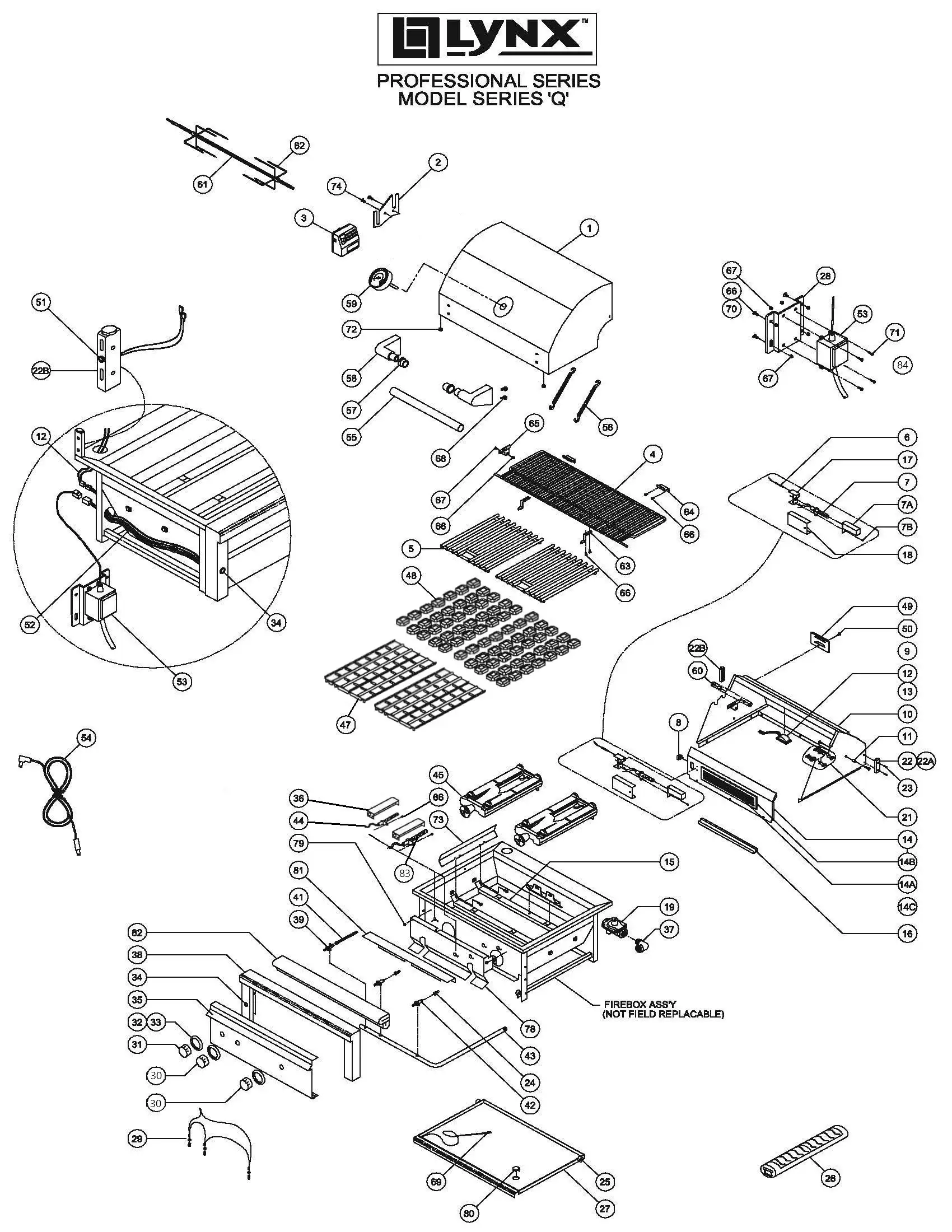 Lynx Professional L30FR-1 Series Q (2014) Grill parts diagram
