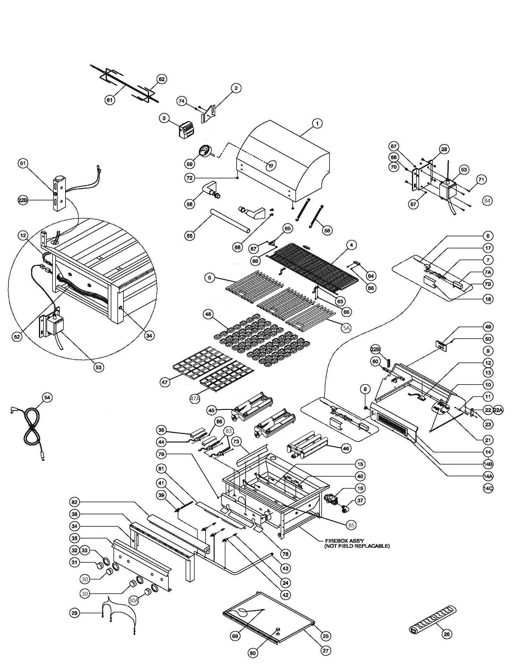 Lynx Professional L42PSFR-2 Series Q (2014) Grill parts diagram