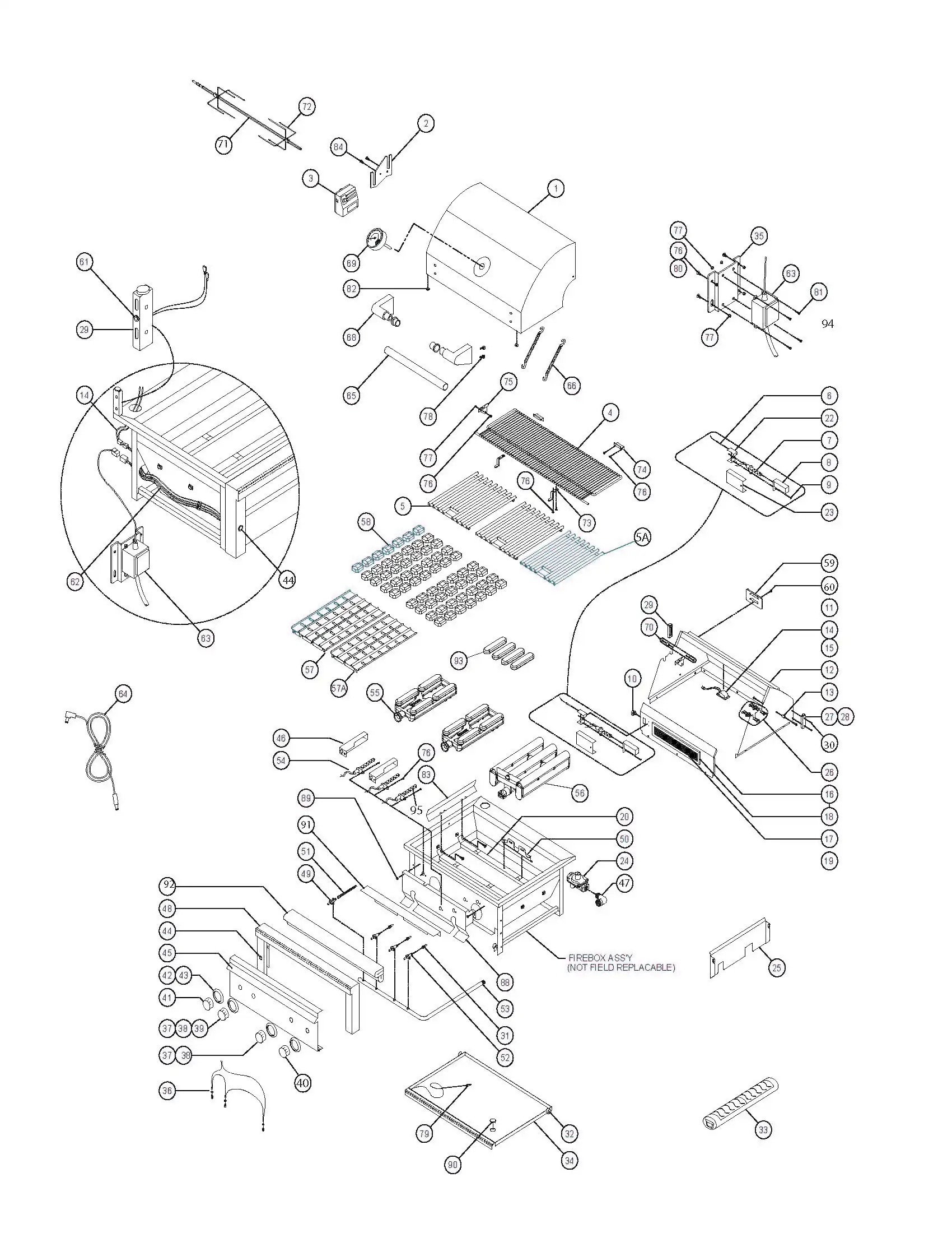 Lynx Professional L42TRF Grill parts diagram
