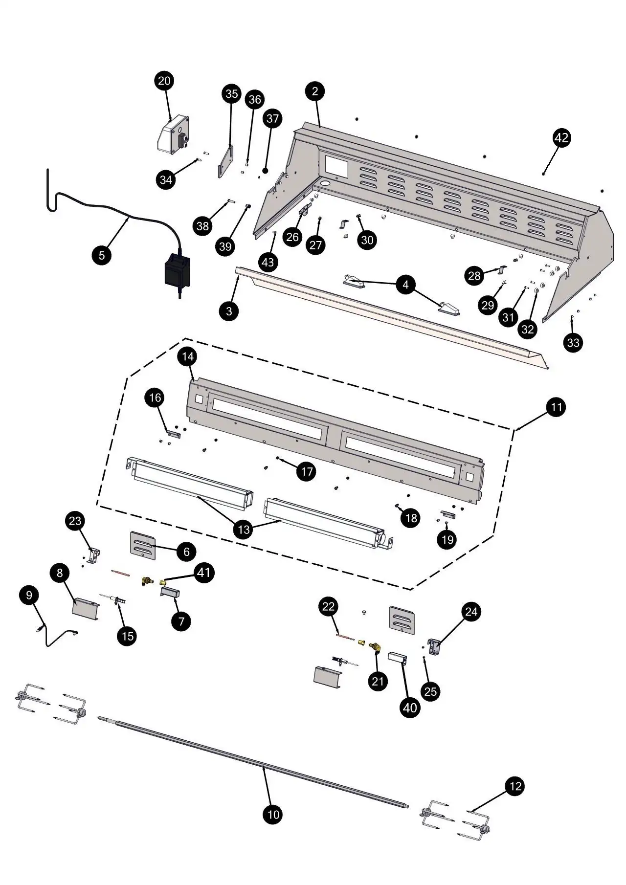 Lynx Professional L54TRF Rotisserie Area parts diagram