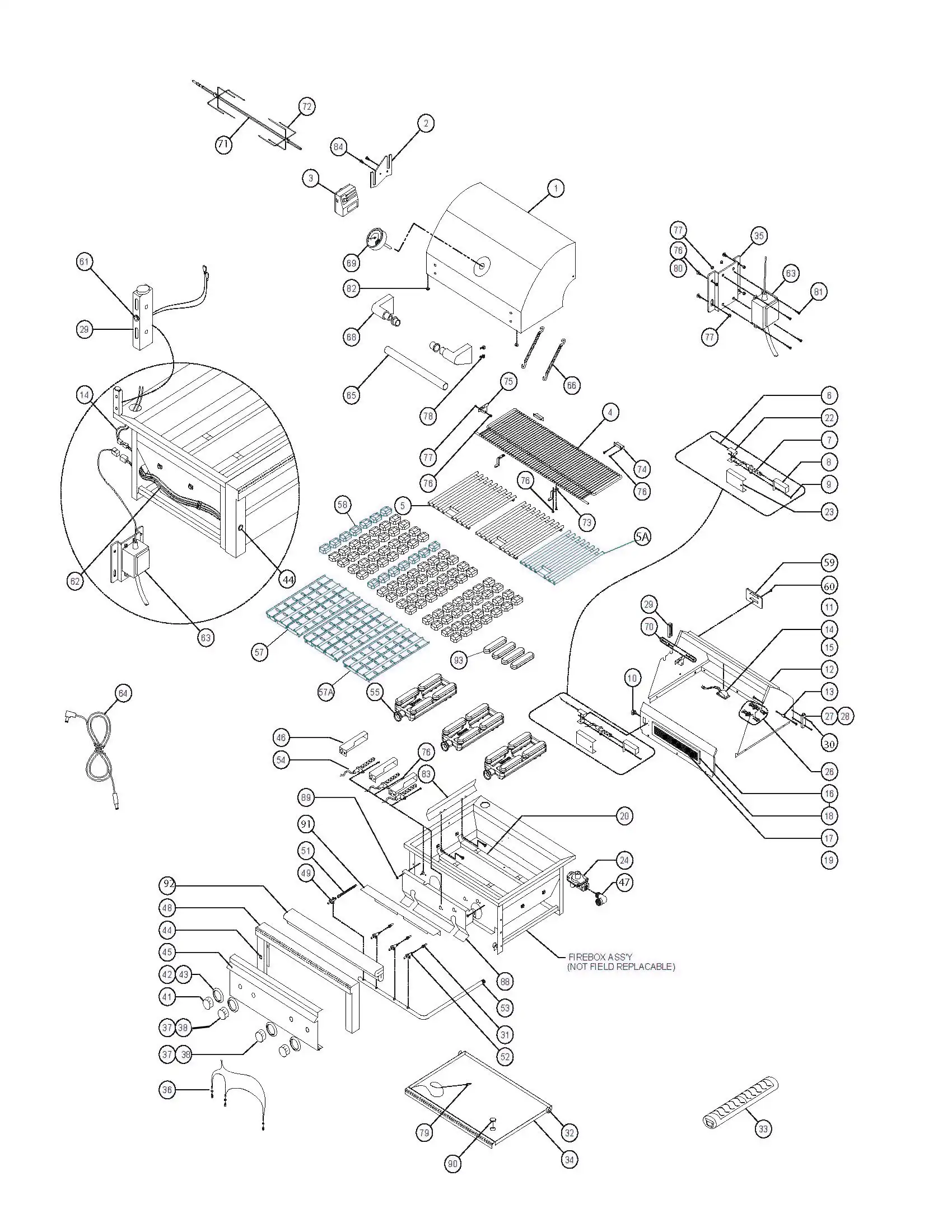 Lynx Professional L42R-3-01 Grill parts diagram