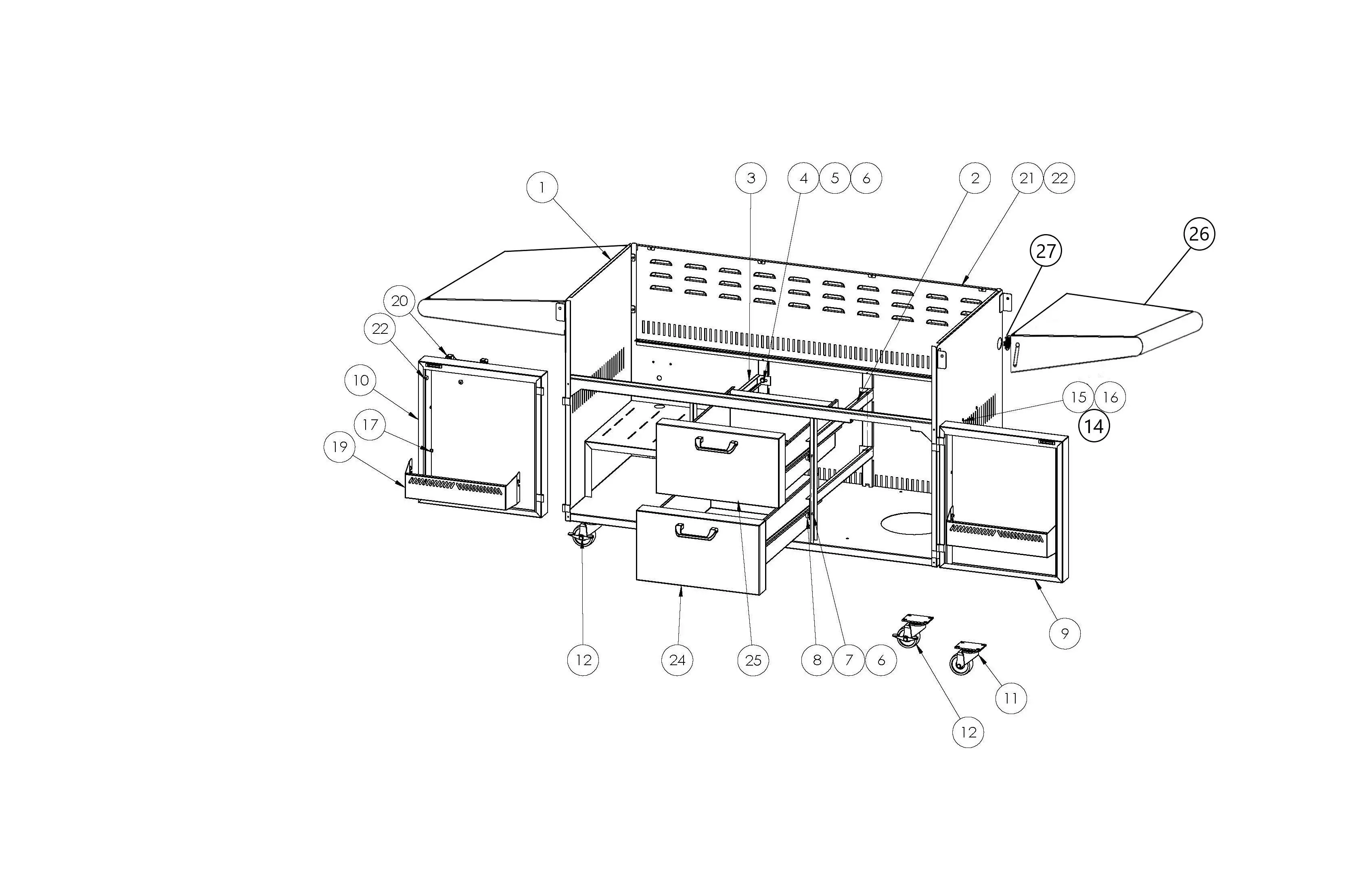 Lynx Professional L54TRF-01 Cart parts diagram