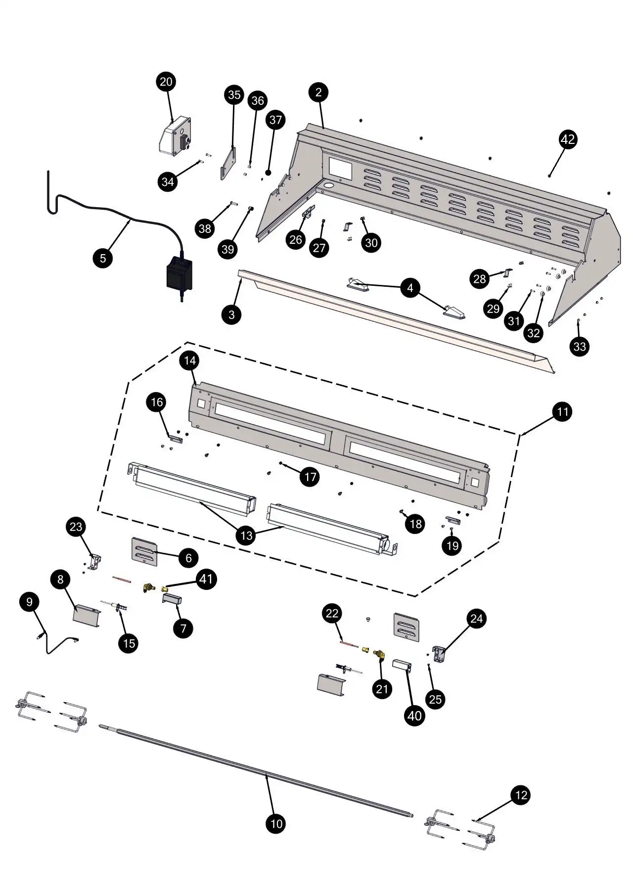 Lynx Professional L54TR-01 Rotisserie Area parts diagram