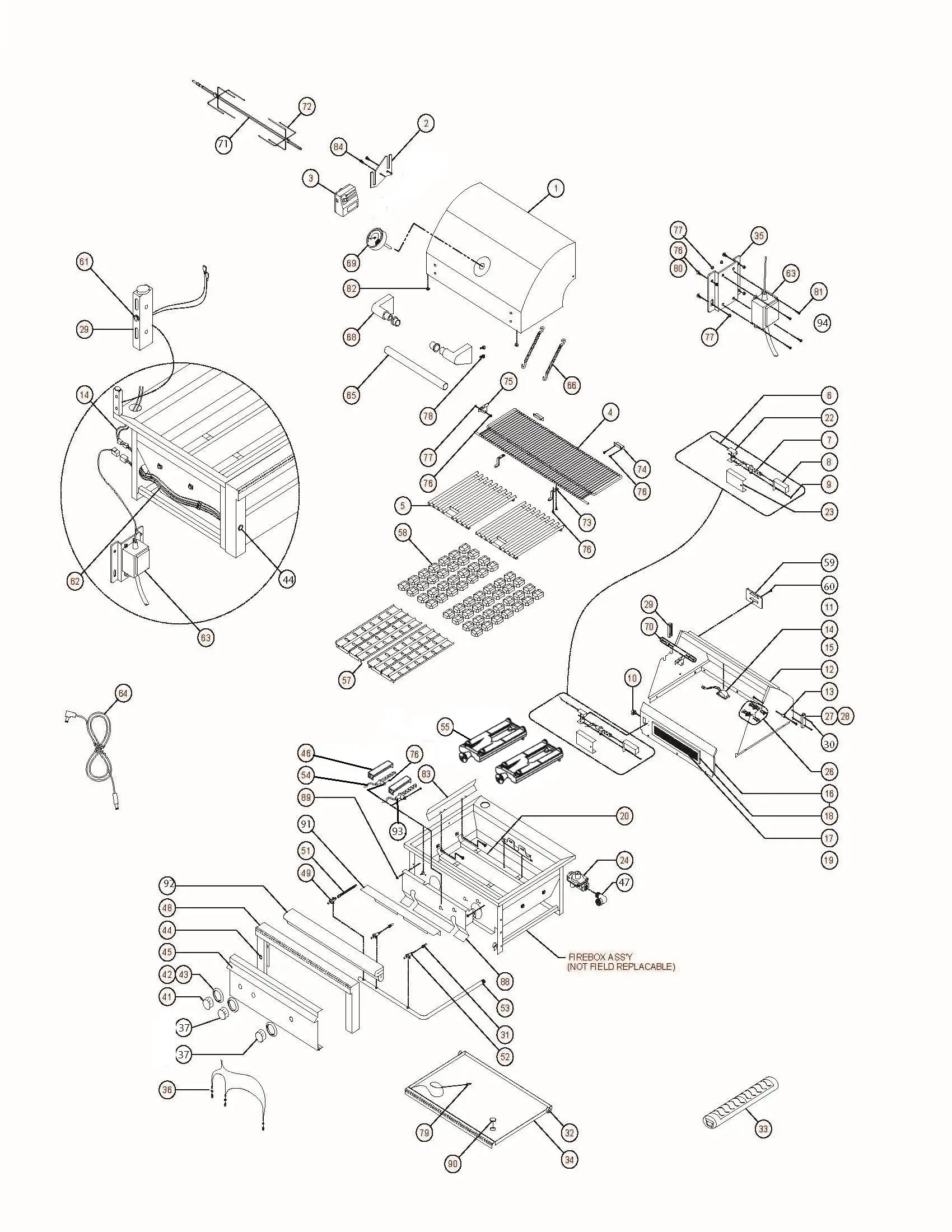 Lynx Professional L27R-2 Series Q (2013-2014) Grill parts diagram