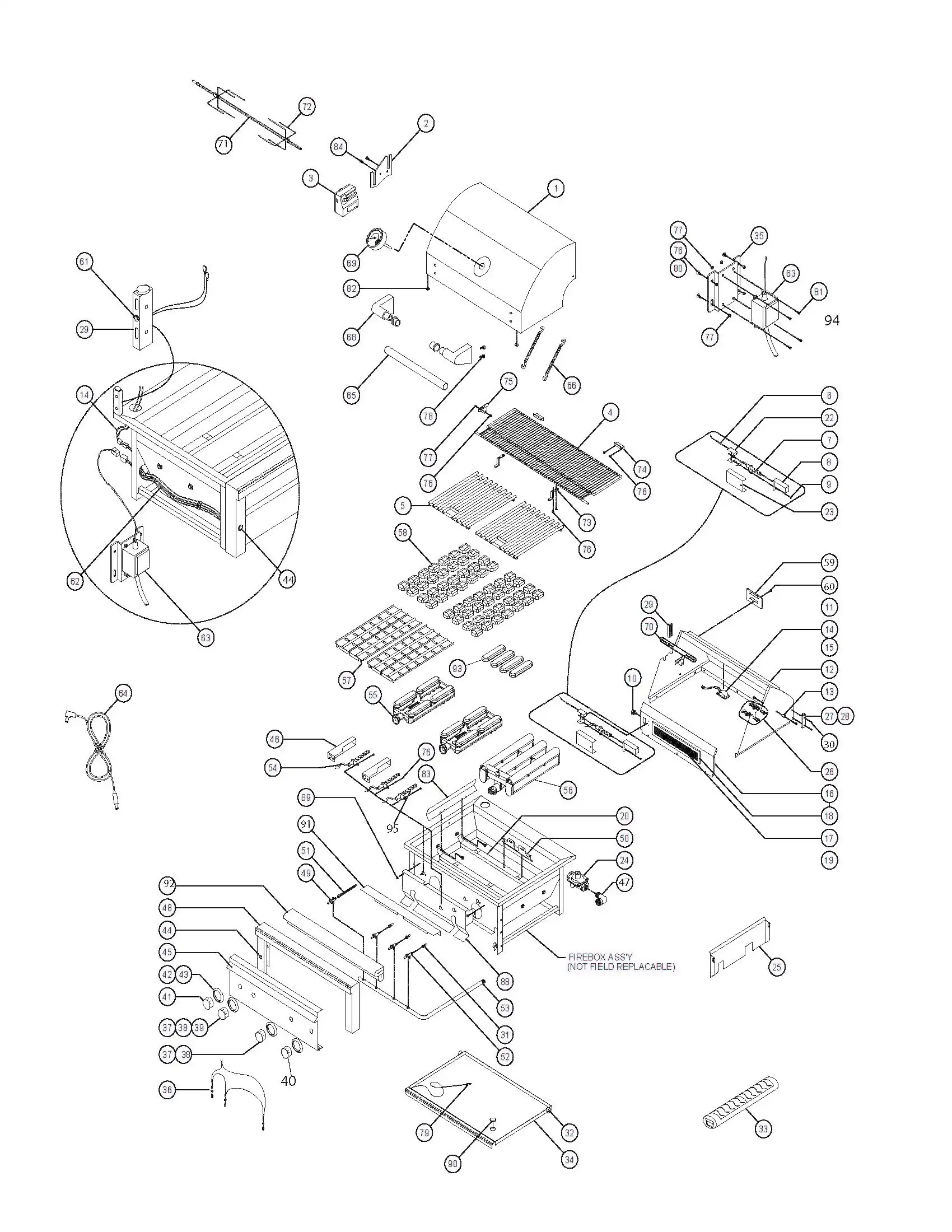 Lynx Professional L36TRF-02 Grill parts diagram