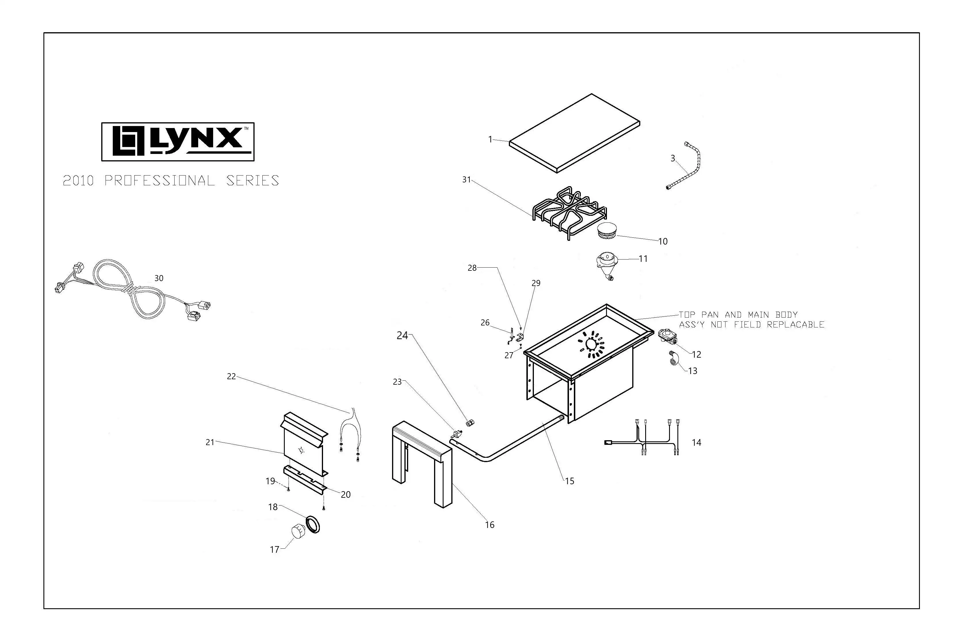 Lynx Side Burner LSB1-1 (2010) Side Burner parts diagram