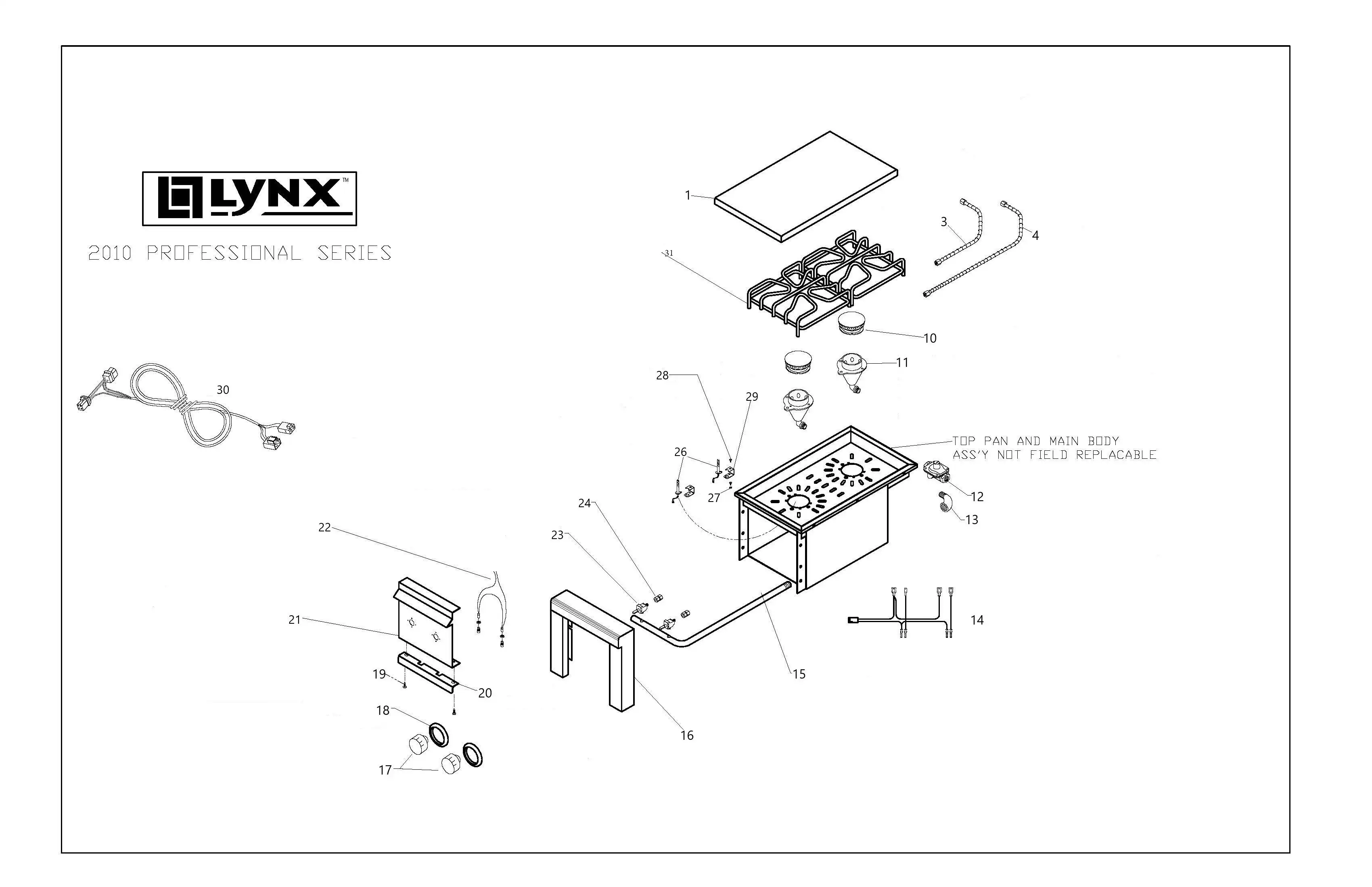 Lynx Side Burner LSB2-1 (2010) Side Burner parts diagram