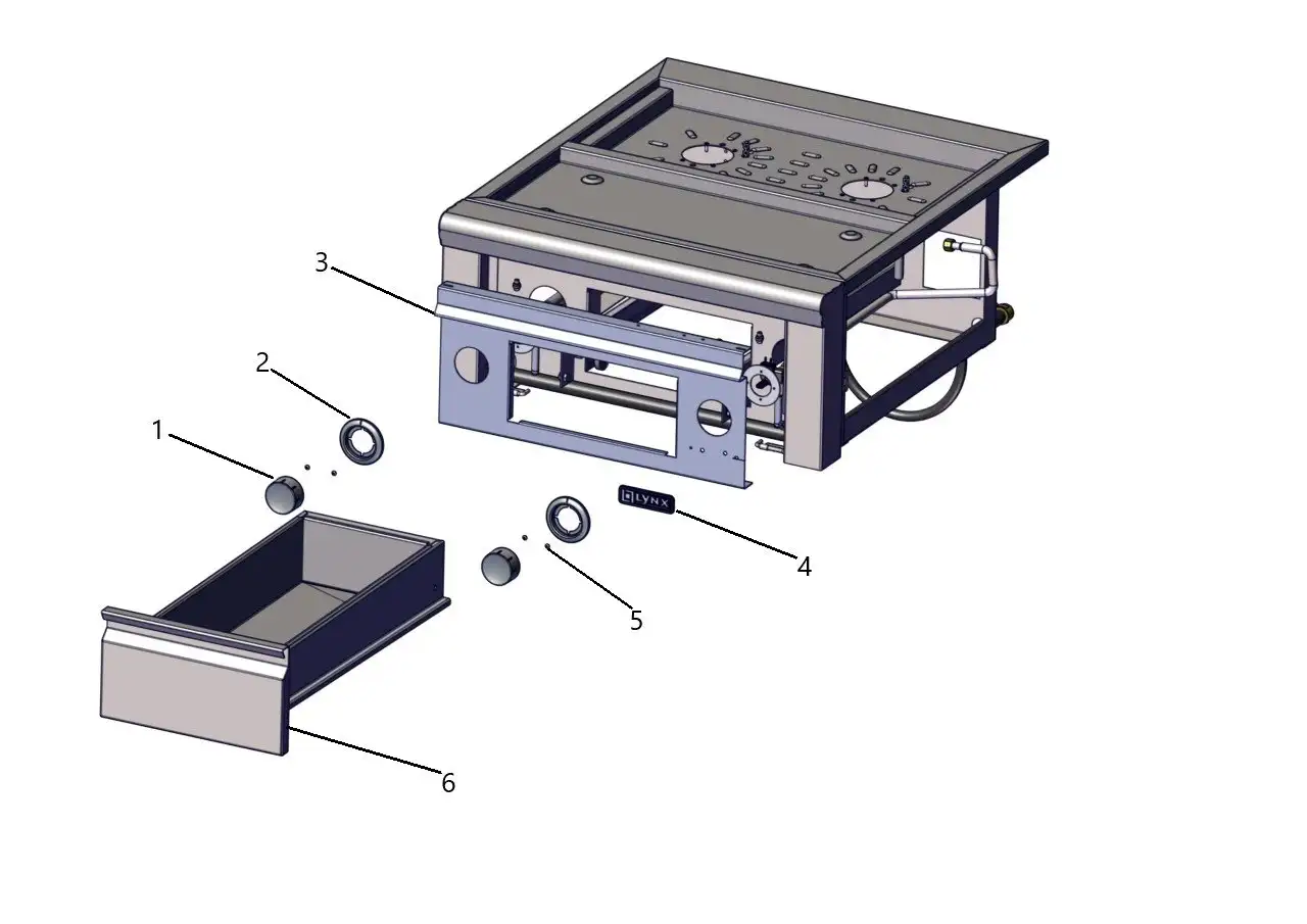 Lynx Side Burner LSB2PC-1 (2010 and later) Front Panel parts diagram
