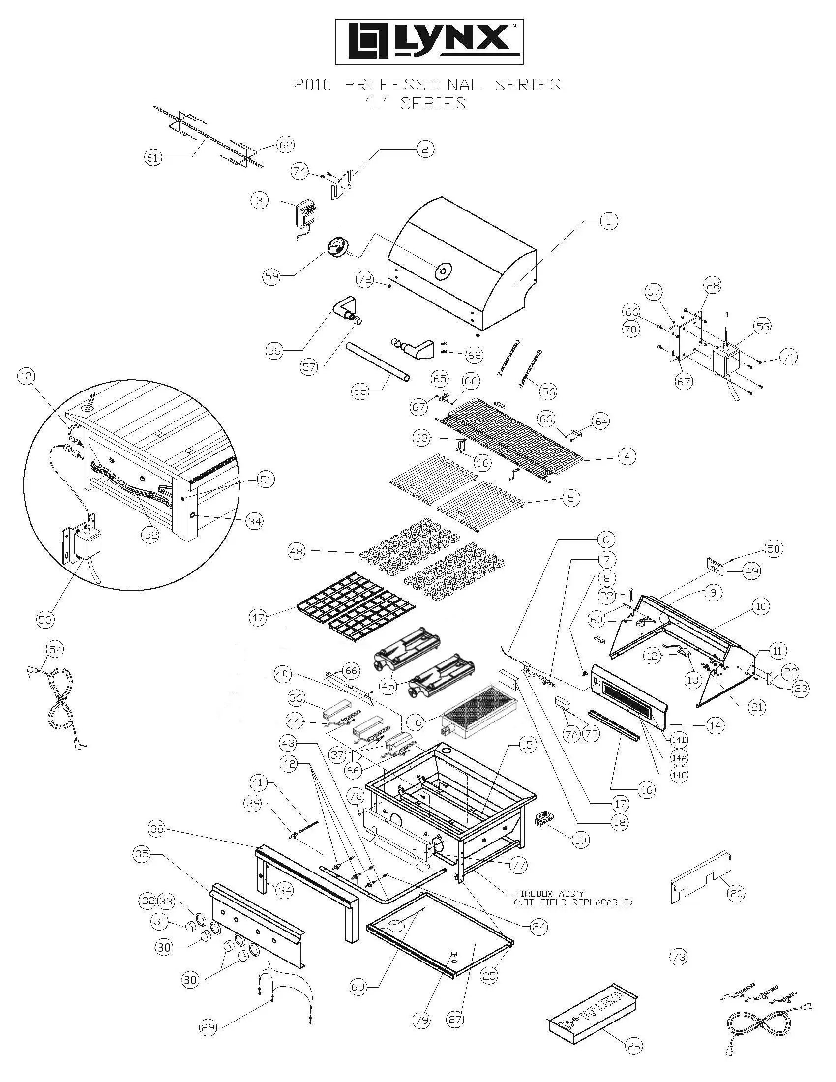 Lynx Professional L36PSFR-1 Series L (2010) Grill parts diagram